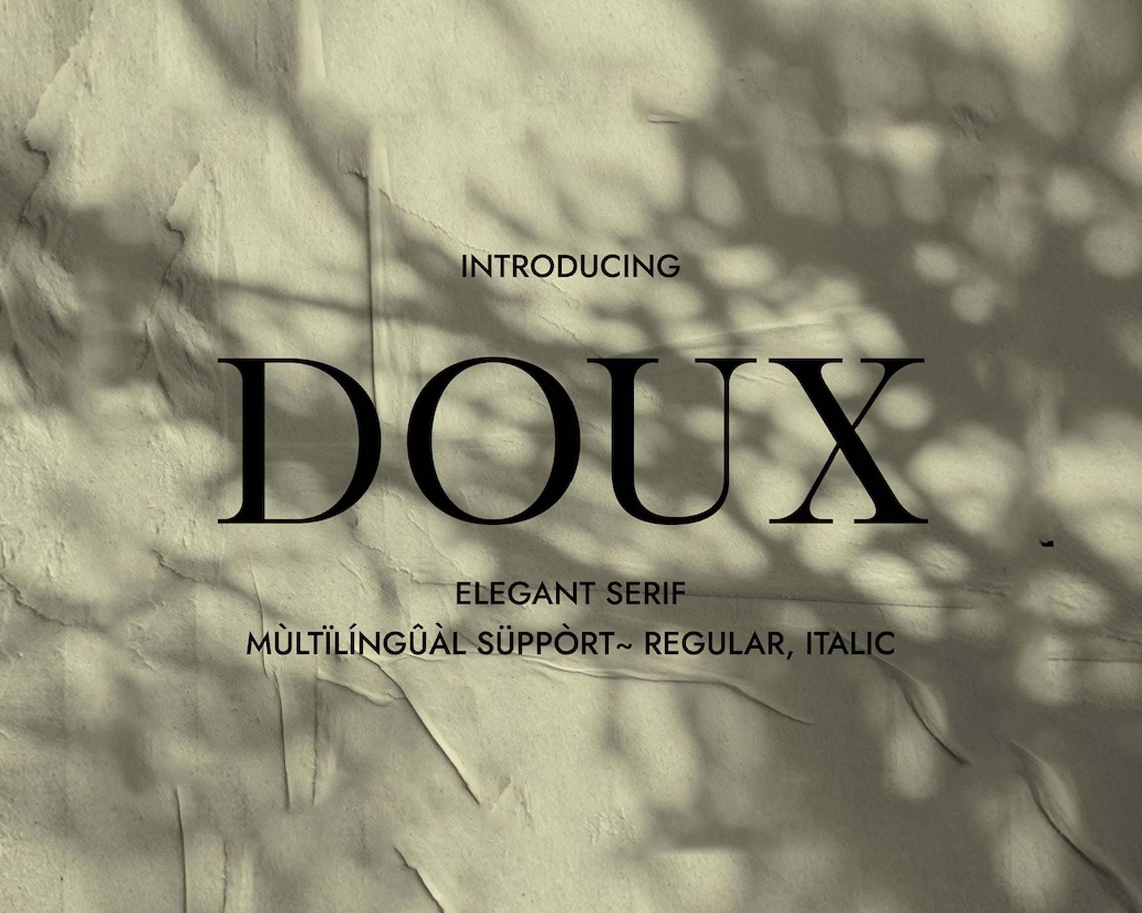 Police Doux : Serif élégant, design minimaliste (usage commercial)