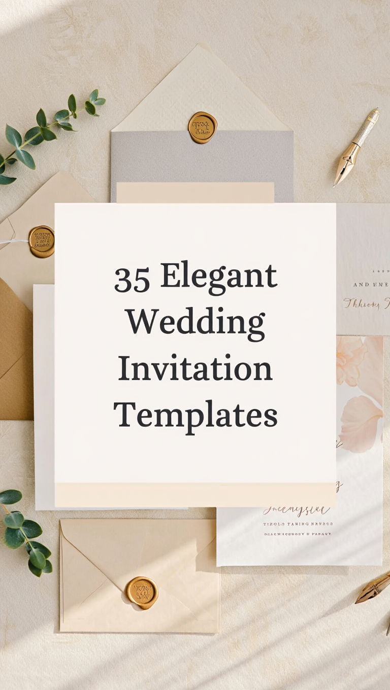 Serif Headline Clean Layout Wedding Invitation Template Set Editable Canva Suite