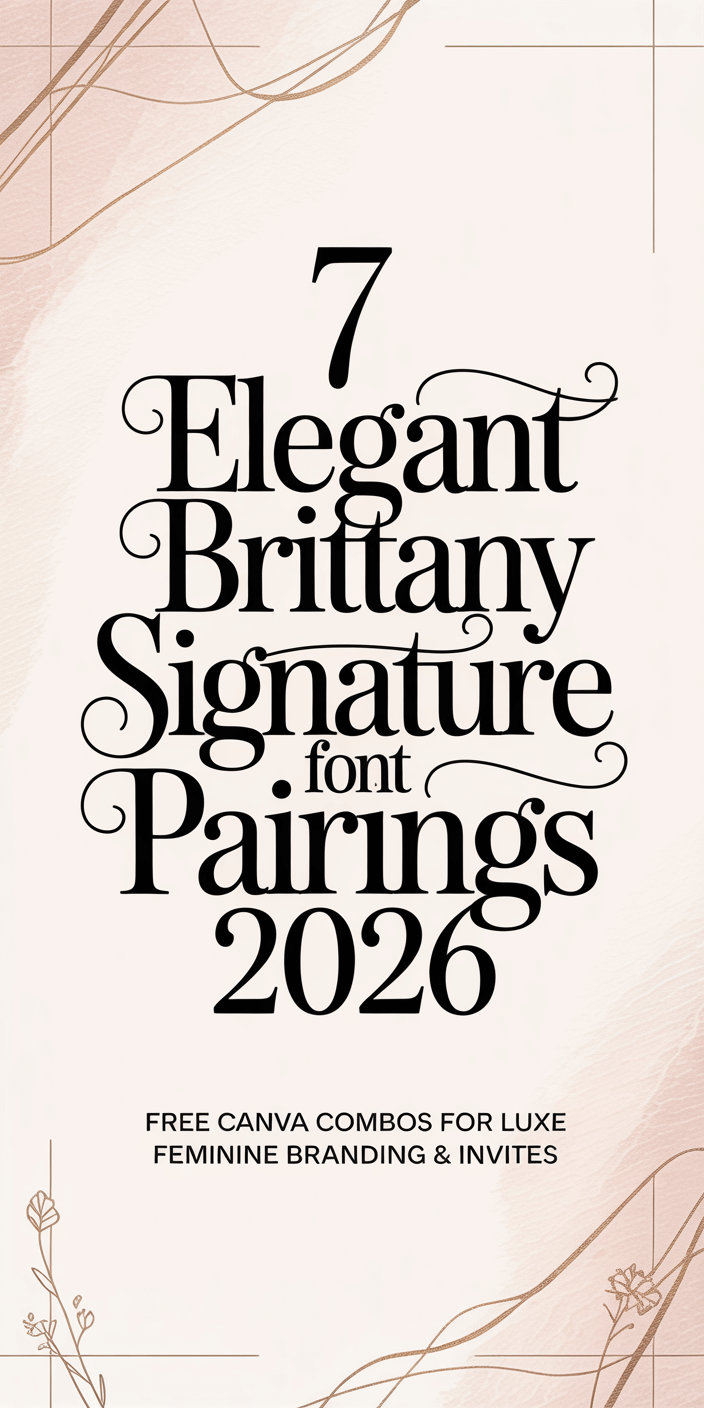 7 Elegant Brittany Signature Font Pairings 2026 – Free Canva Combos for Luxe Feminine Branding & …