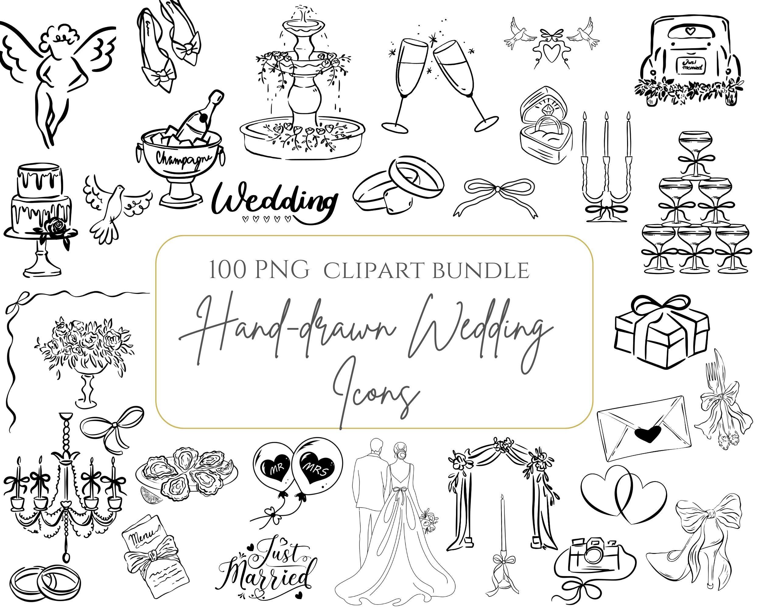 Chronologie du mariage Clipart mariage dessiné à la main à usage commercial PNG mariage éléments icônes symbole mariage icône mariée marié mariage lunatique