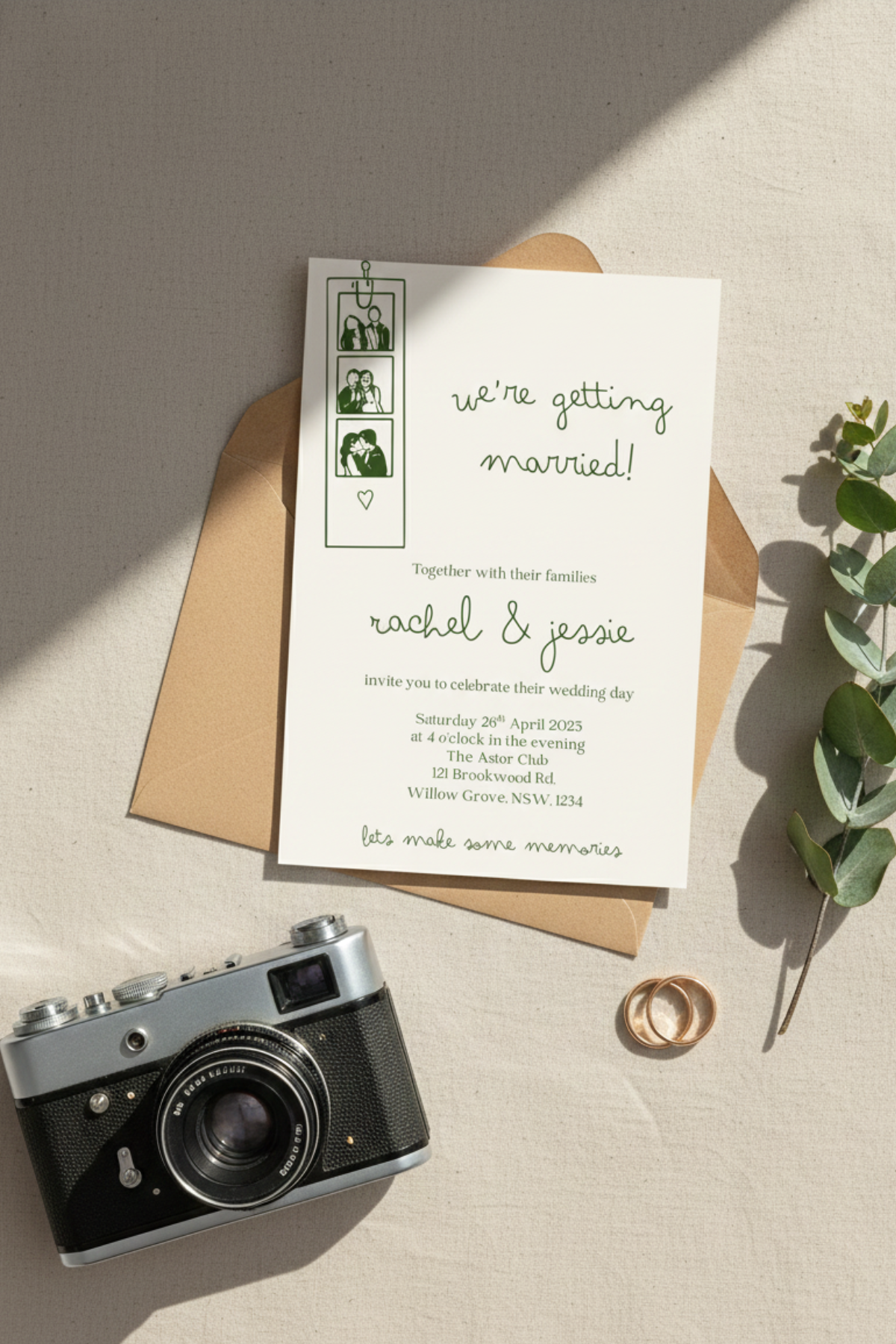 Chic Modern Photobooth Wedding Invitation | Editable Canva Template