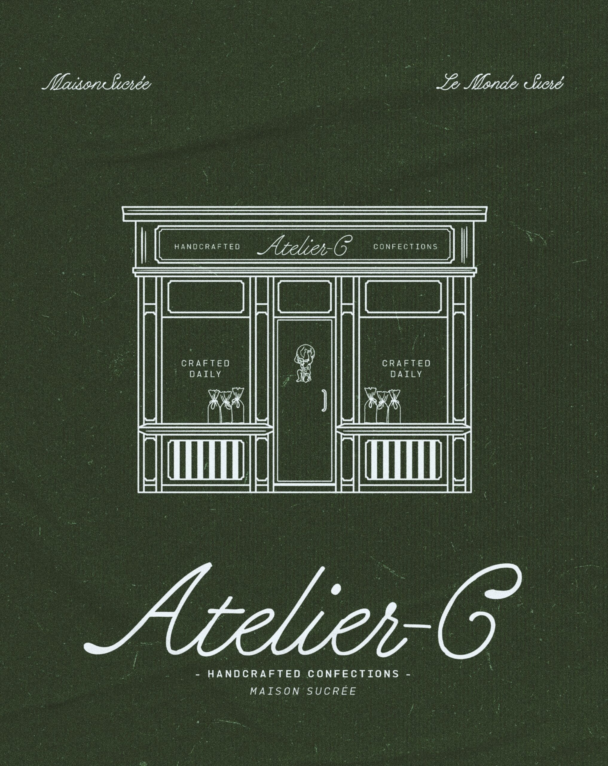 Atelier-C Le Monde Sucré: Boutique chocolatier & handcrafted confections branding design concept