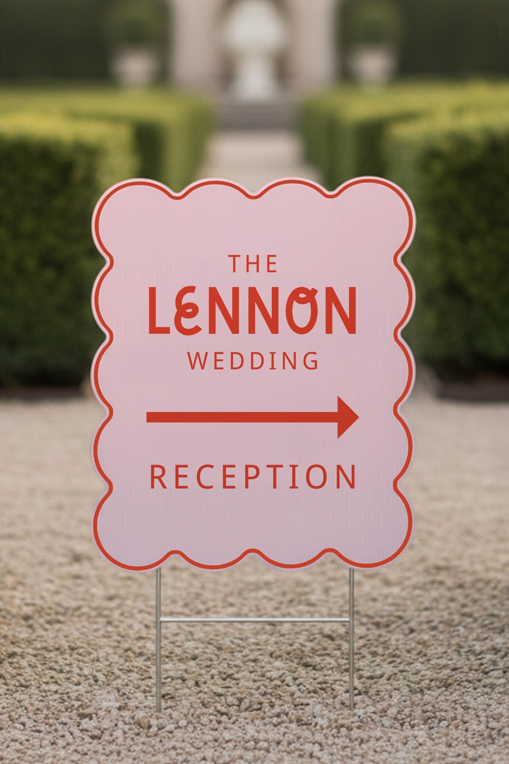 PRINTED Wedding Directional Sign, Wavy Wedding Yard Sign, Custom Wedding Sign, Reception Sign, Ceremony Sign, Parking Sign, Retro Wedding