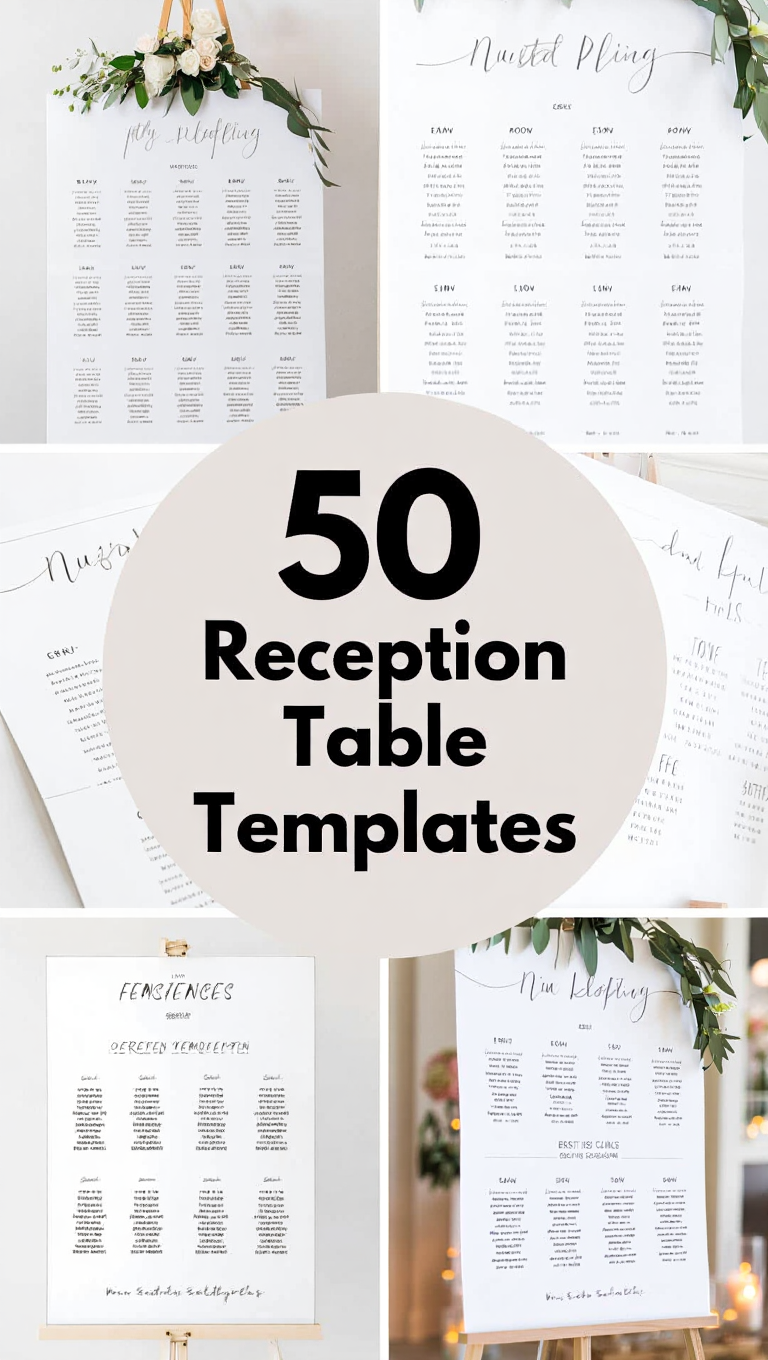 Elegant Script Font Wedding Seating Chart Printable Template for Receptions