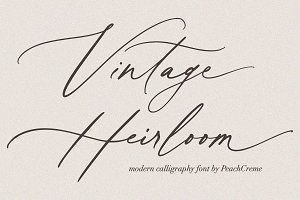 Vintage Heirloom // Calligraphy Font, a Script Font by PeachCreme