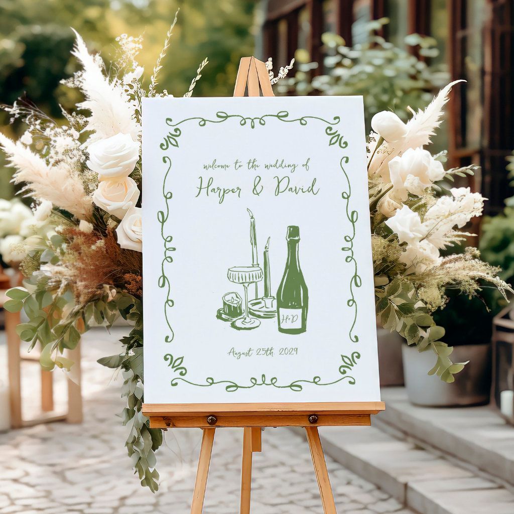 Whimsical Hand Lettered Illustrated Dinner Wedding