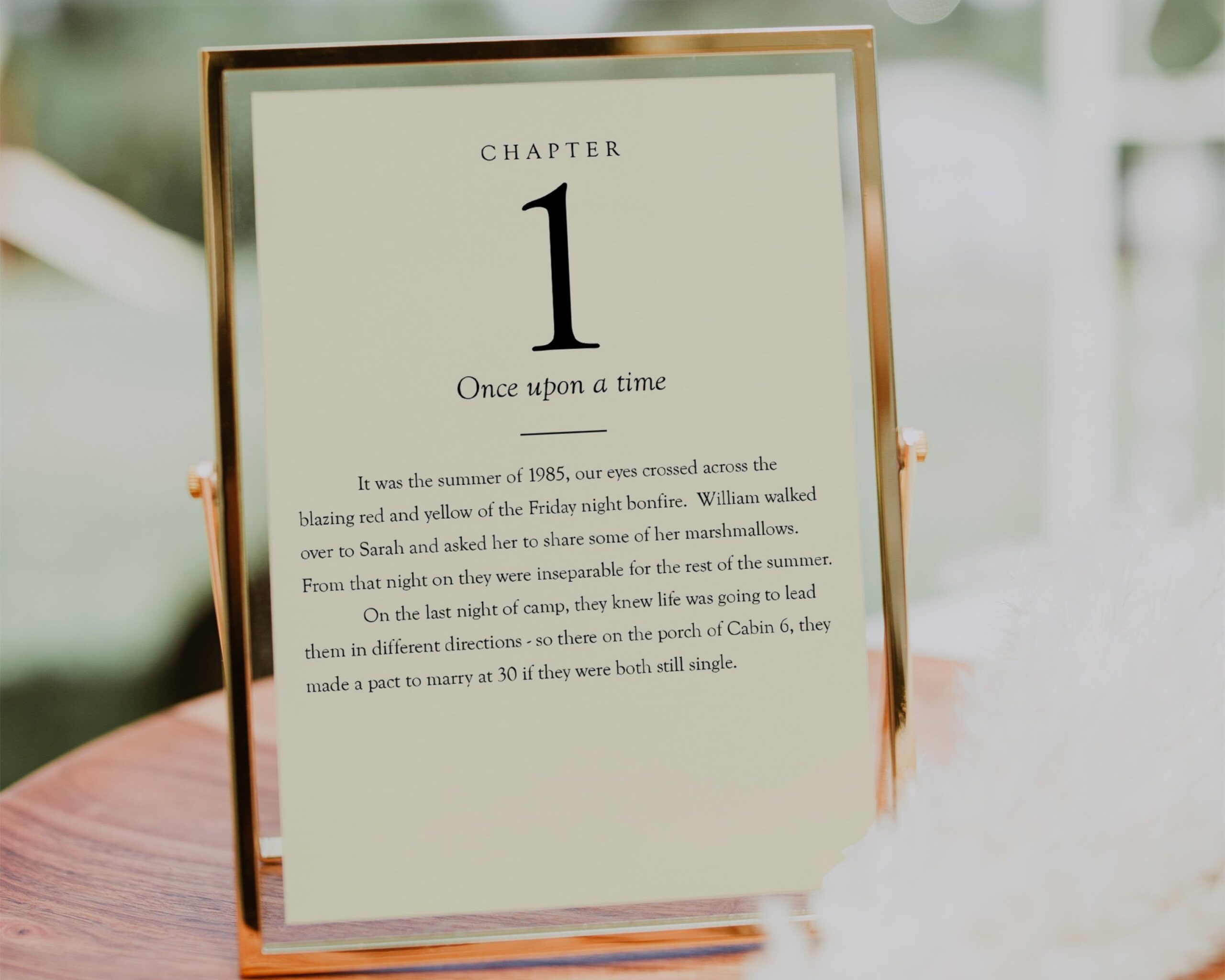 Chapter Table Numbers — Book theme Wedding