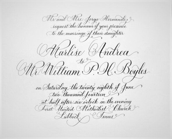 Custom Calligraphy Print, Wedding and Party Invitations