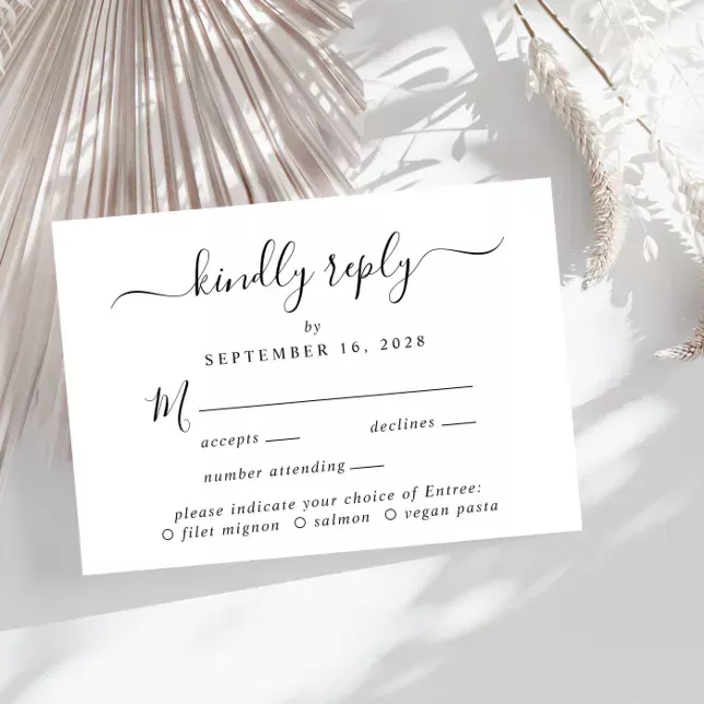 Elegant Script Menu Choice Wedding RSVP