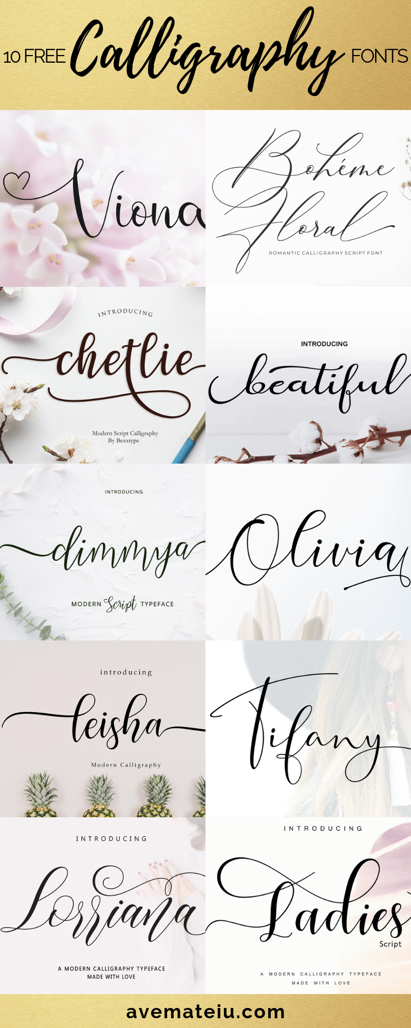 10 New FREE Beautiful Calligraphy Fonts — Part 3 — Ave Mateiu