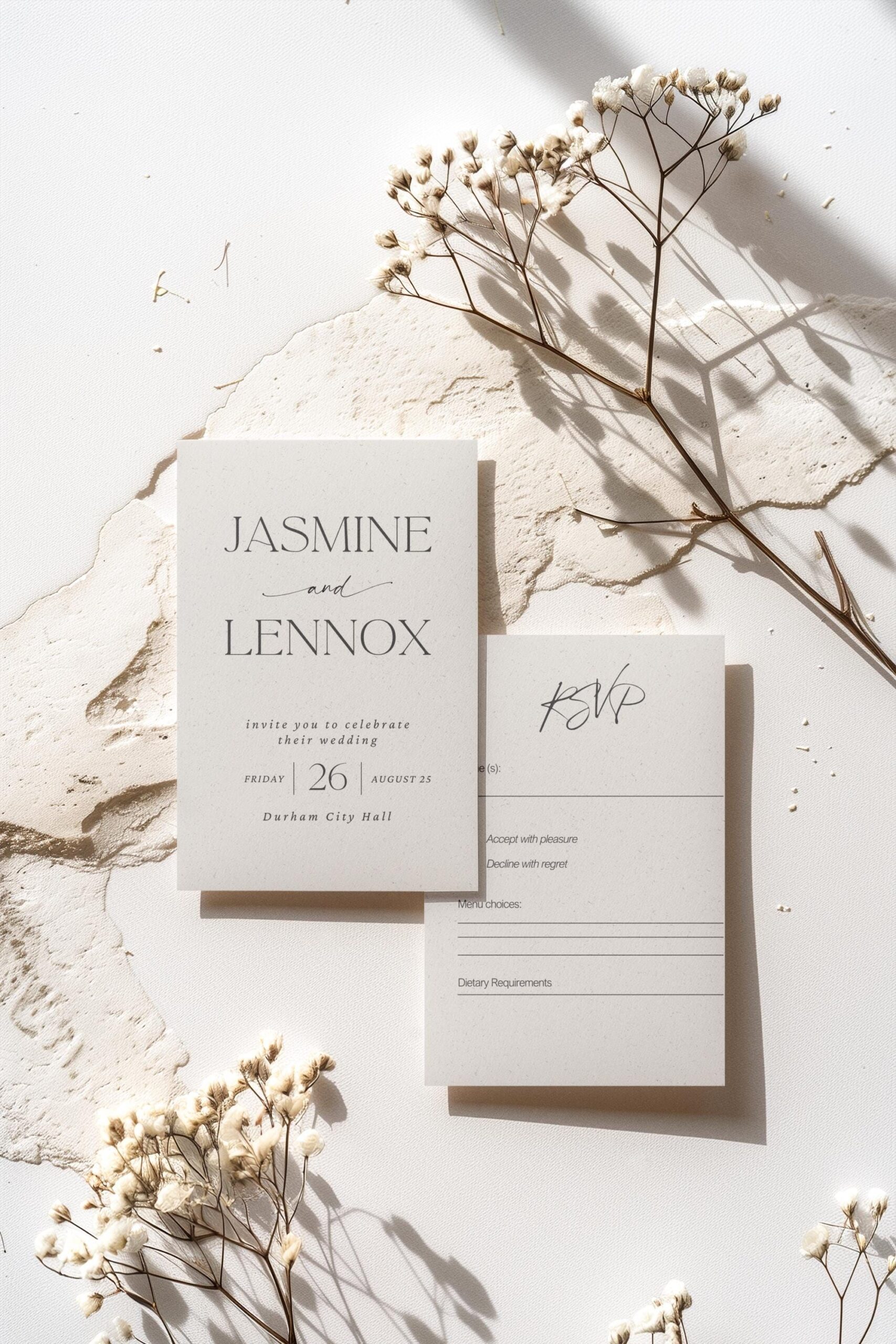 Digital invitation-Wedding Invitation, Wedding menu, Wedding Details, Wedding RSVP, Minimalistic wedding, Modern invitation, Black and white