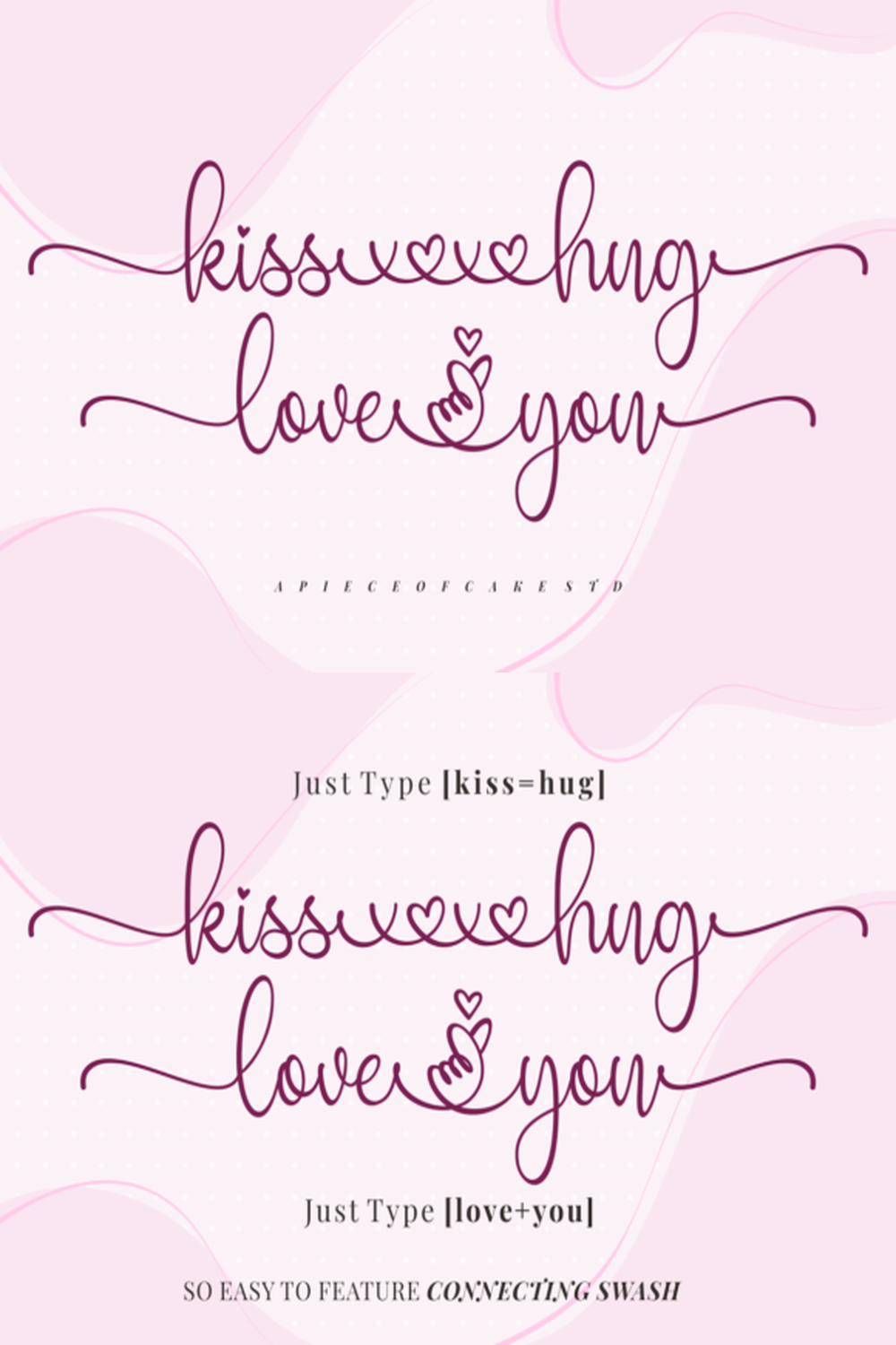 Kiss Hug Love You Font