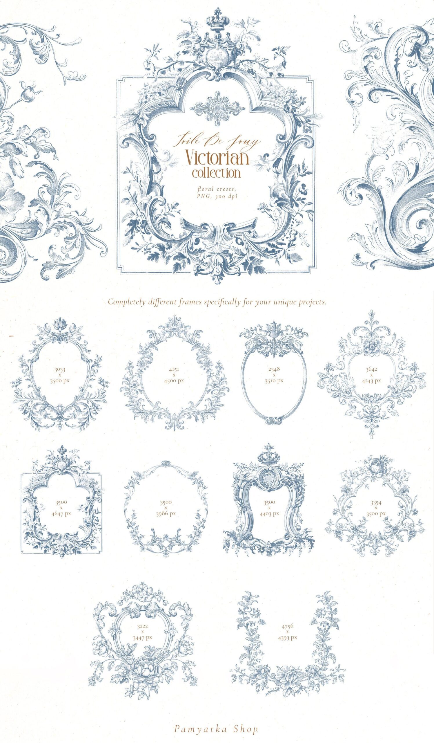 Victorian collection — Toile De Jouy, a Decorative Illustration by Pamyatka Shop
