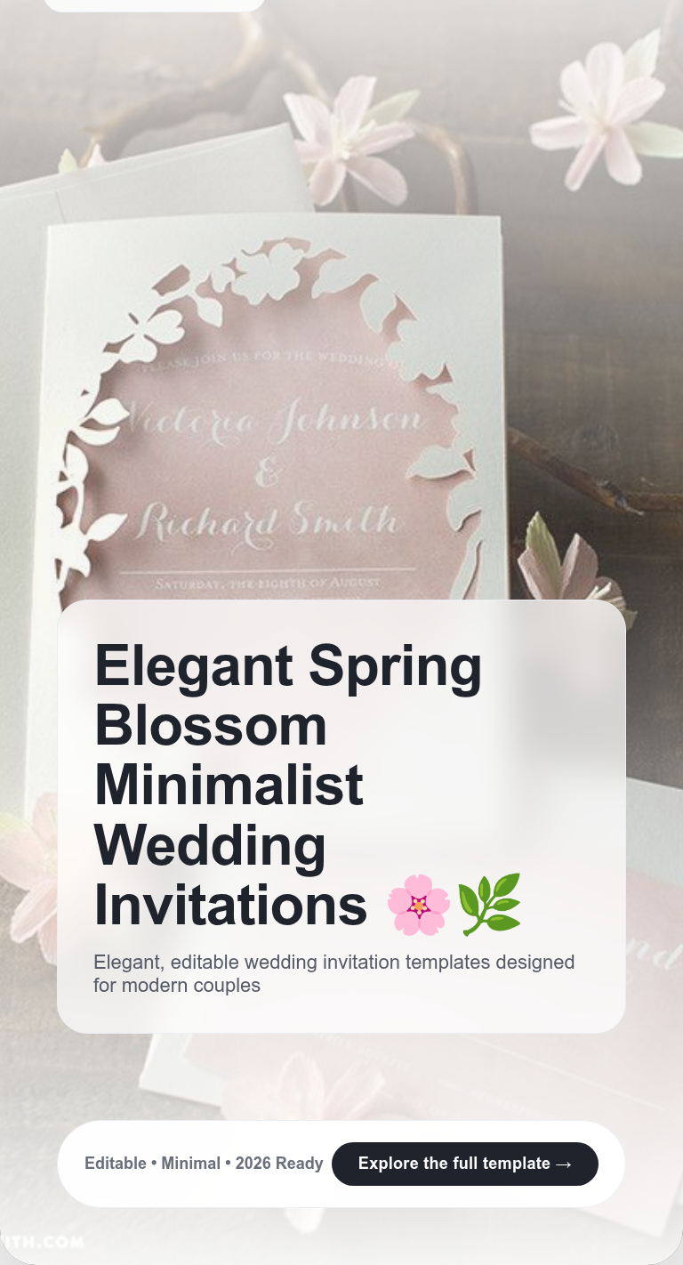 Elegant Spring Blossom Minimalist Wedding Invitations 🌸🌿