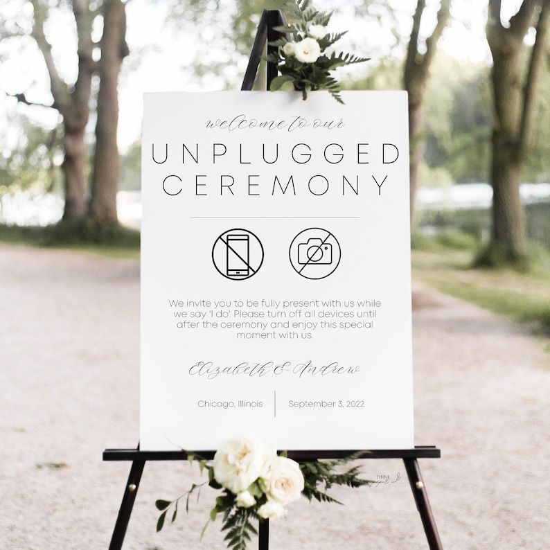 Modern Minimalist Unplugged Ceremony Sign | Template, Digital Download, 007 — Etsy