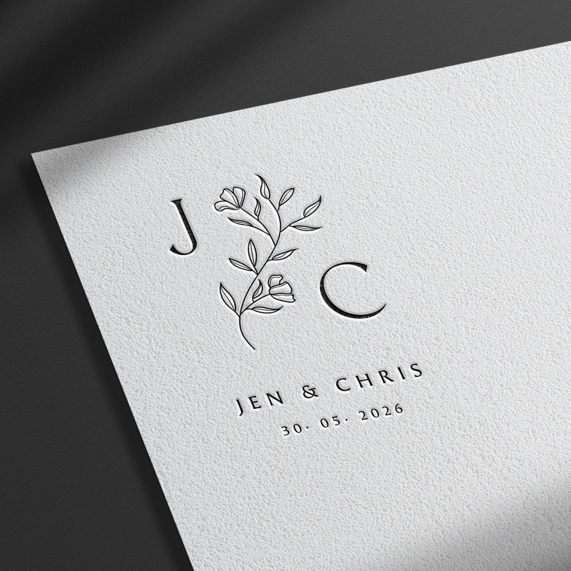 Wedding Logo Monogram Font: Roman Ribbon Crest with Initials