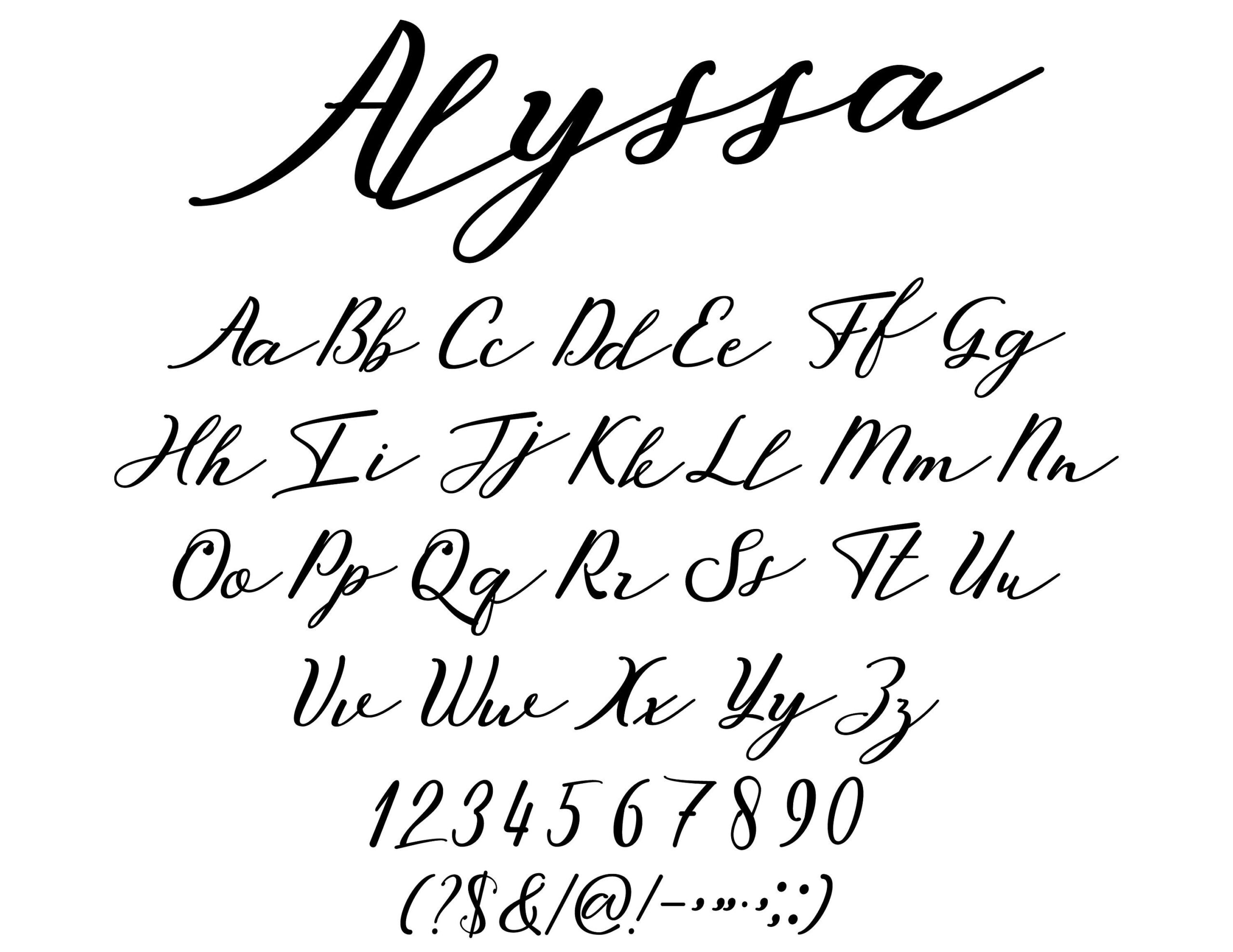 Police manuscrite Alyssa SVG : écriture cursive (téléchargement numérique)