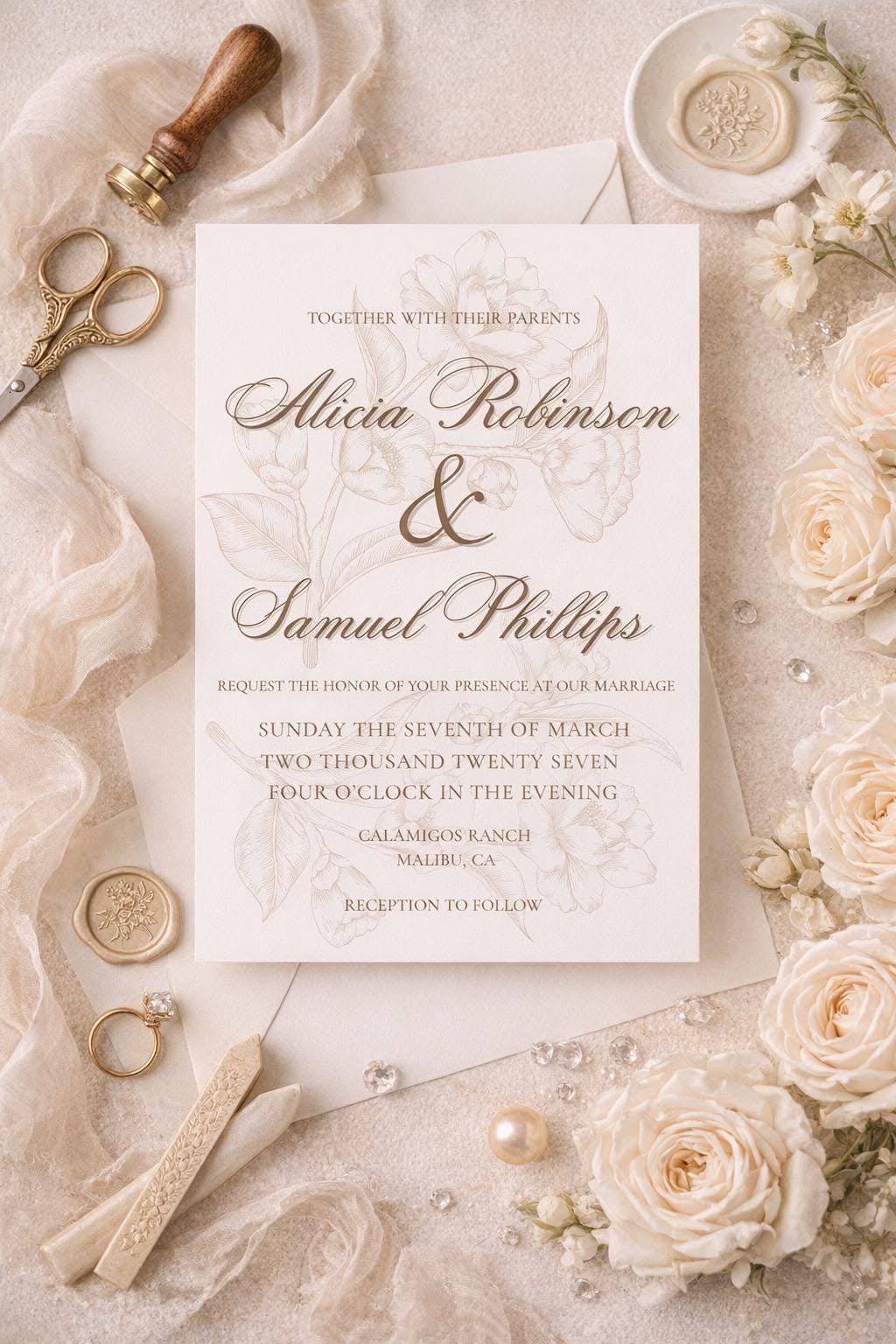 Modèle de faire-part de mariage élégant | Invitation numérique modifiable | Intemporel et romantique