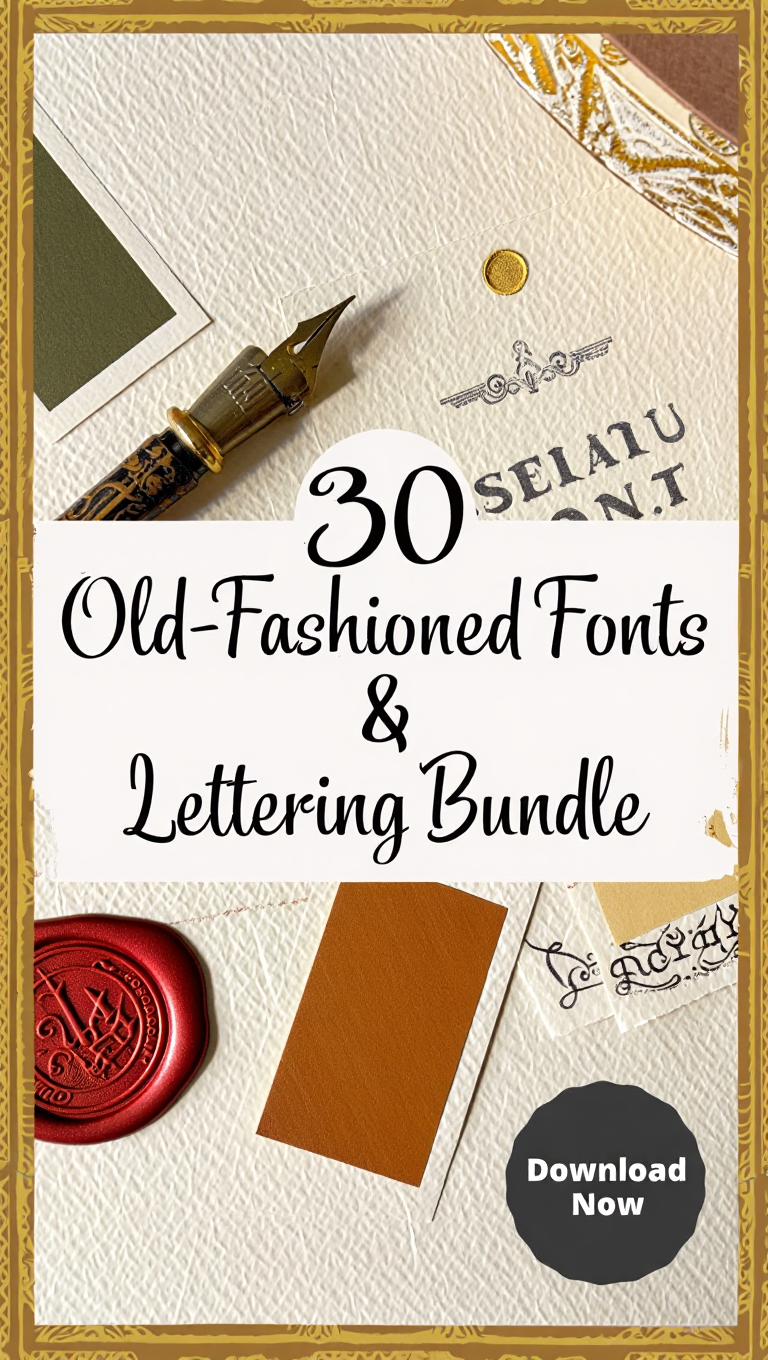 30 Old-Fashioned Fonts & Lettering Bundle — Retro Typefaces