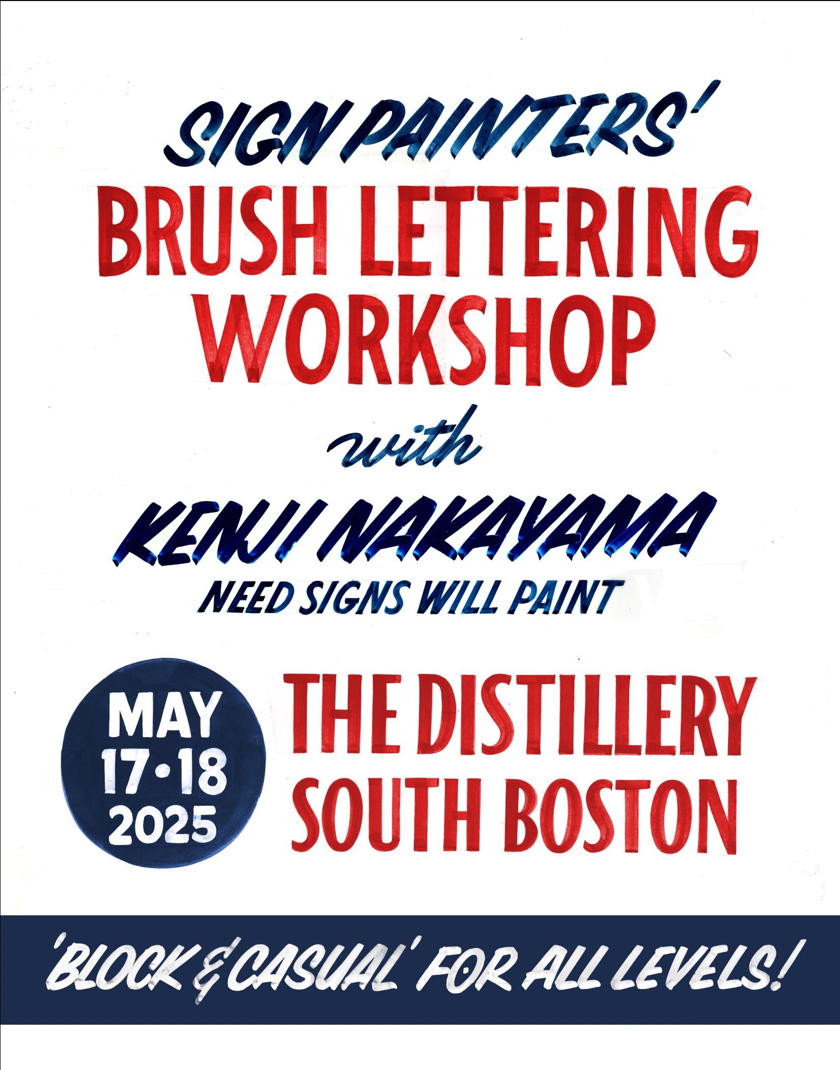 LETTERING WORKSHOPS — NEED SIGNS WILL PAINT