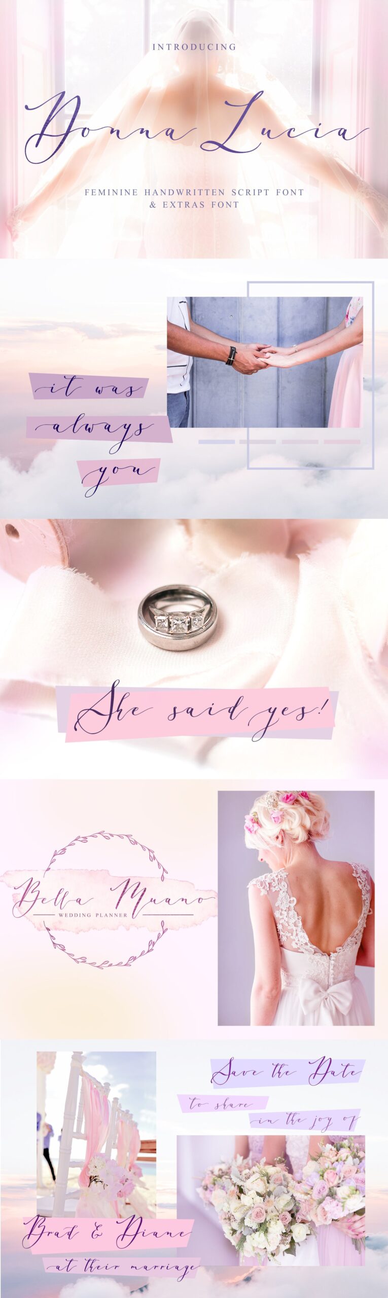 Your wedding story with calligraphic elegant feminine, graceful modern hand💾