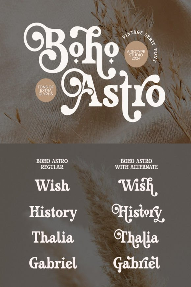 Best Vintage Serif Font for Logos: Boho Astro, Modern Typography Inspiration