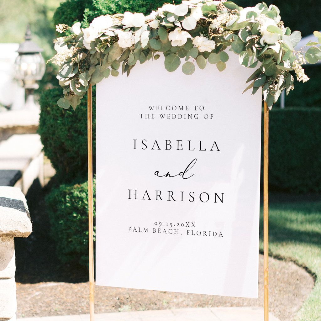 EVELYN Elegant Calligraphy Modern Wedding Welcome Foam Board | Zazzle