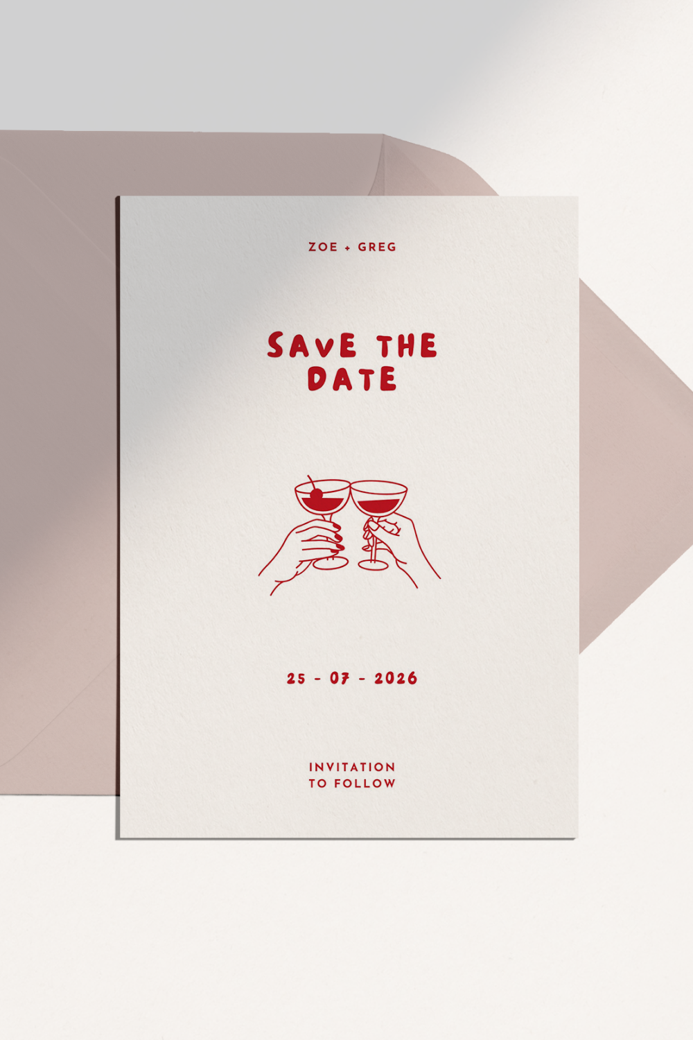 Save the Date Wedding Template | Illustrated Hand-drawn | Cocktail & Toast