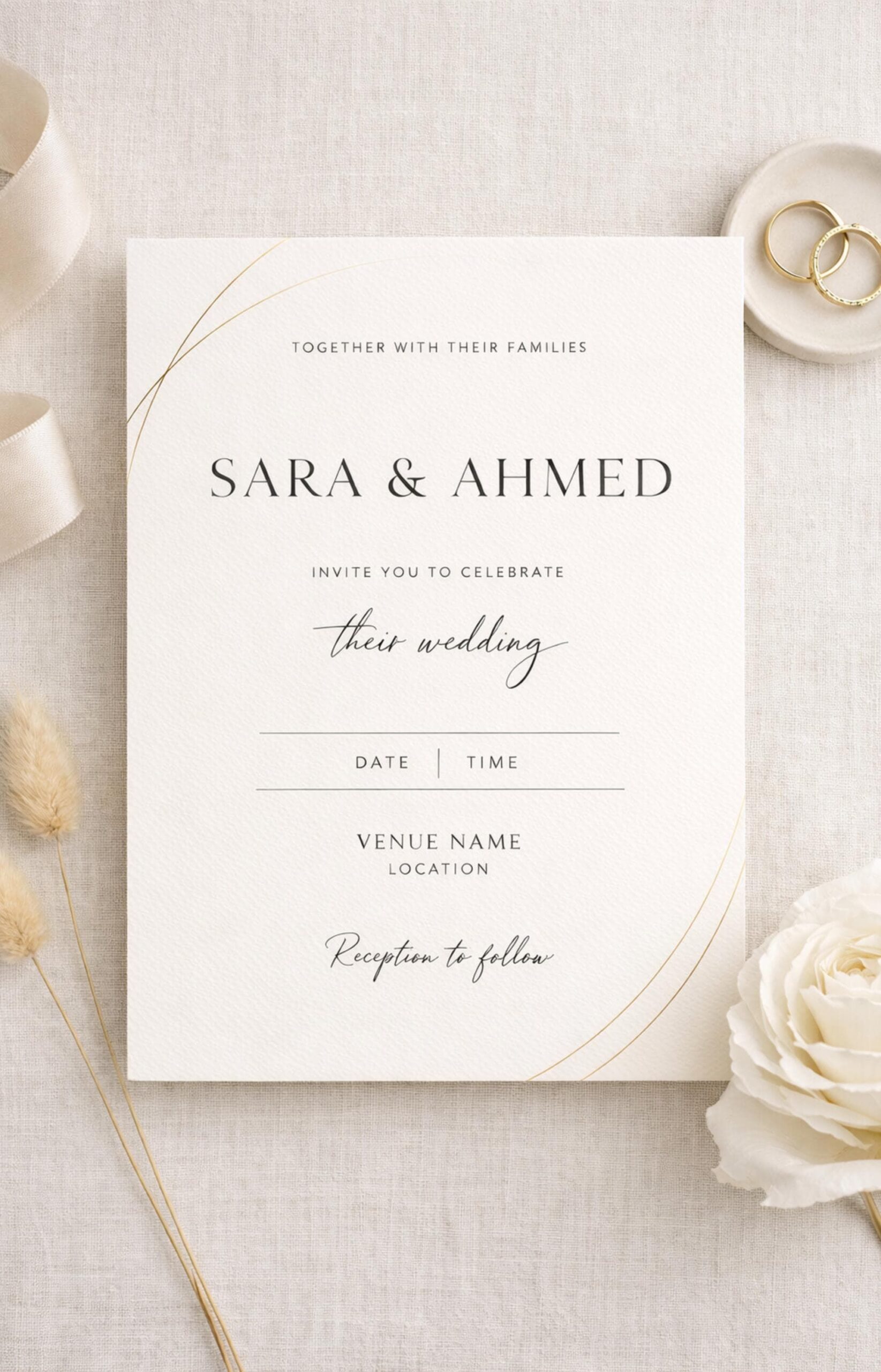 Modèle d’invitation de mariage minimaliste | Invitation élégante sur toile (téléchargement numérique)