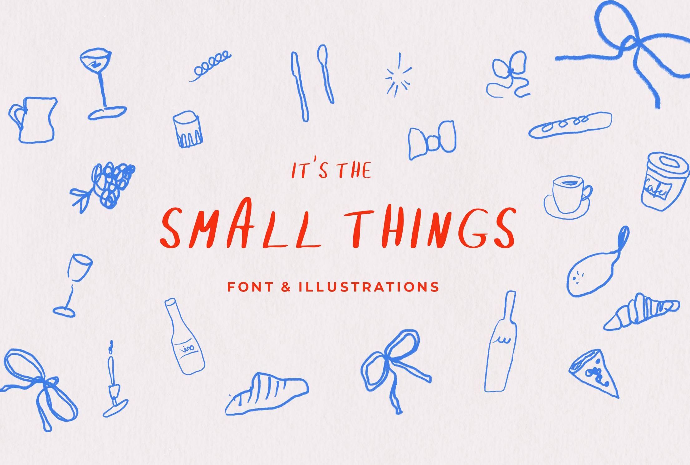 Lettres manuscrites, polices de caractères manuscrites, polices de caractères pour écriture manuscrite moderne au pinceau, polices de caractères pour notes manuscrites, icône de la nourriture, dessins au trait Dolce Vita