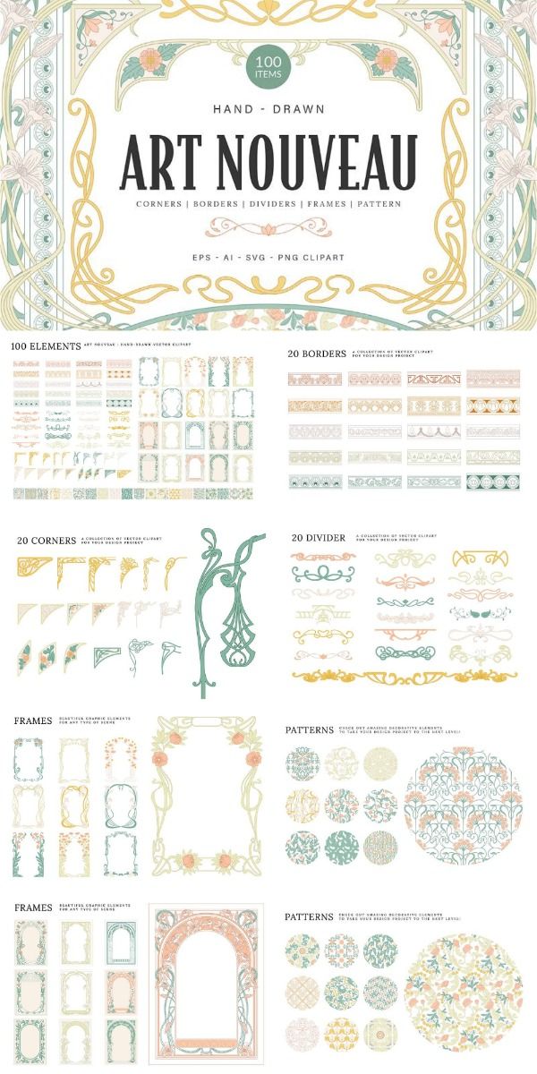 Art Nouveau Hand Drawn Illustration Collection