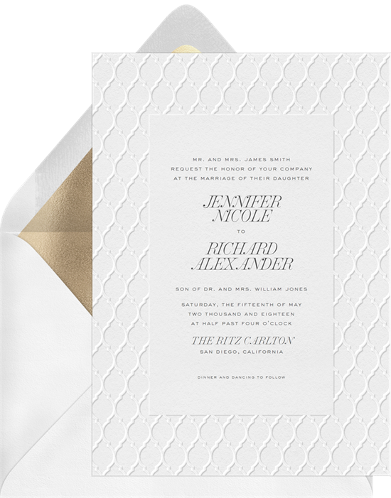 Minimal Moroccan Invitations in White | Greenvelope.com