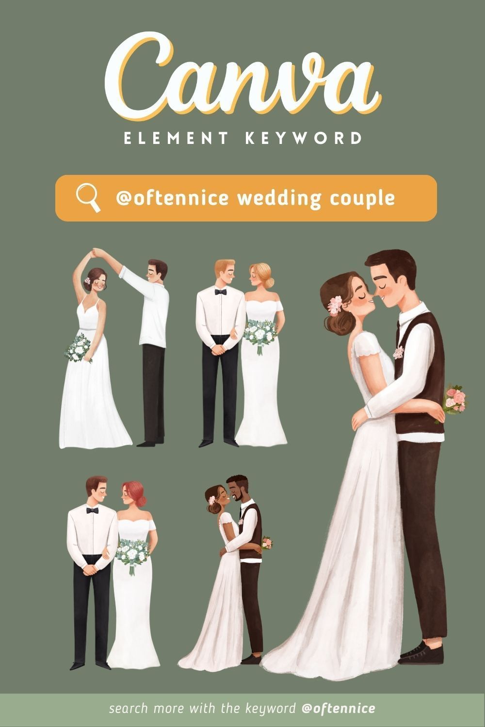 Canva Elements | Canva Elements Keyword | Wedding Couple Clipart 1095 🍞