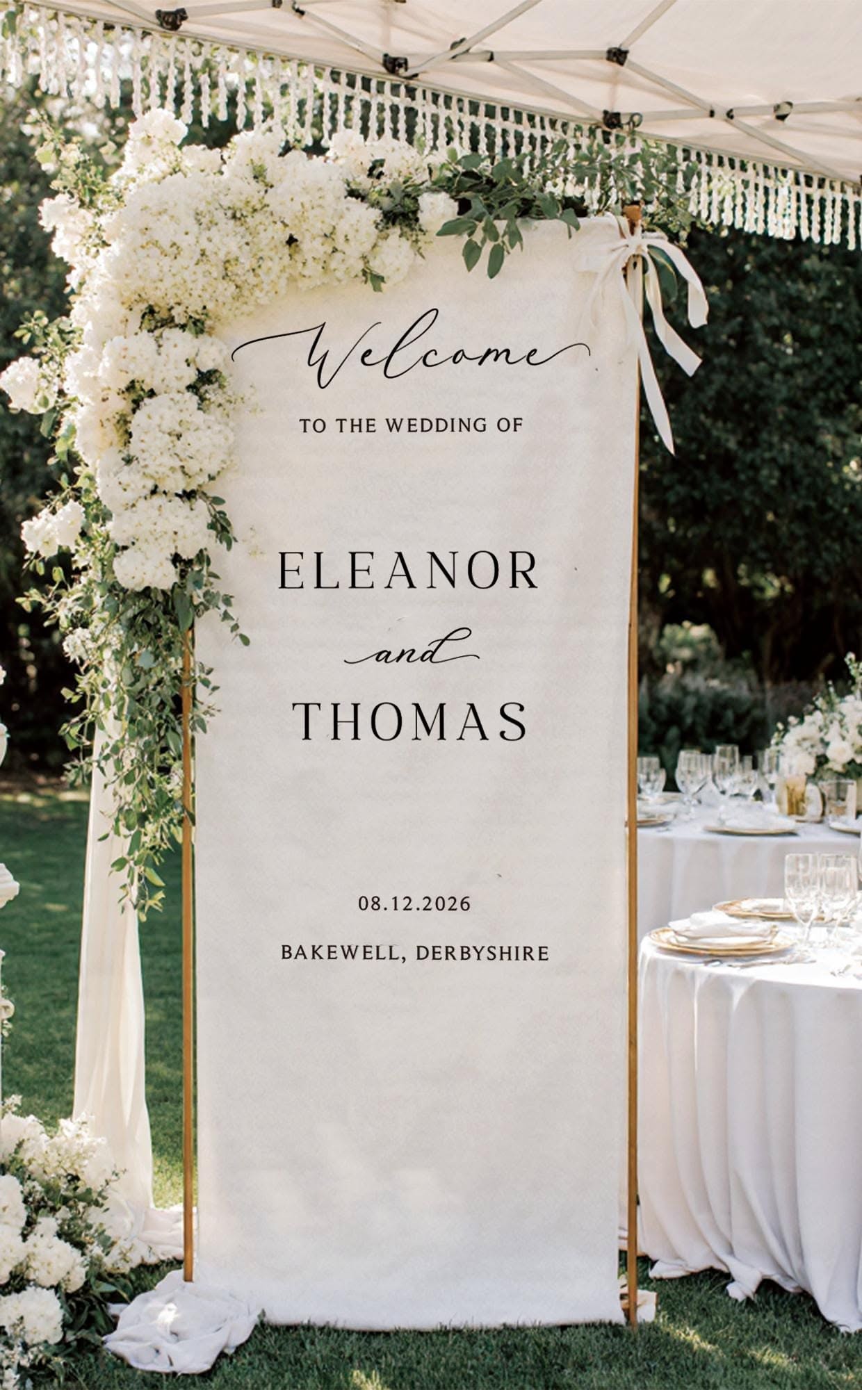 Plaque de mariage en lin personnalisée, Plaque de mariage en tissu, Plaque de bienvenue personnalisée, Bannière de mariage en lin, Décoration de mariage, Plaque pour fête de fiançailles