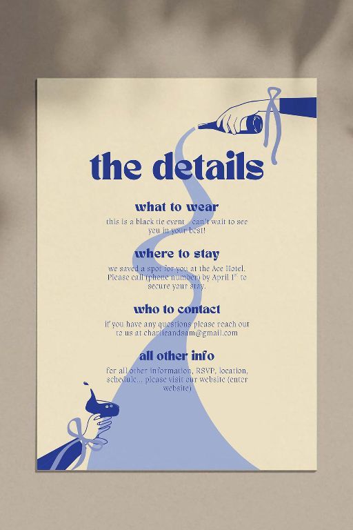 Wedding Details Card Canva Template — Editable Digital File in Blue