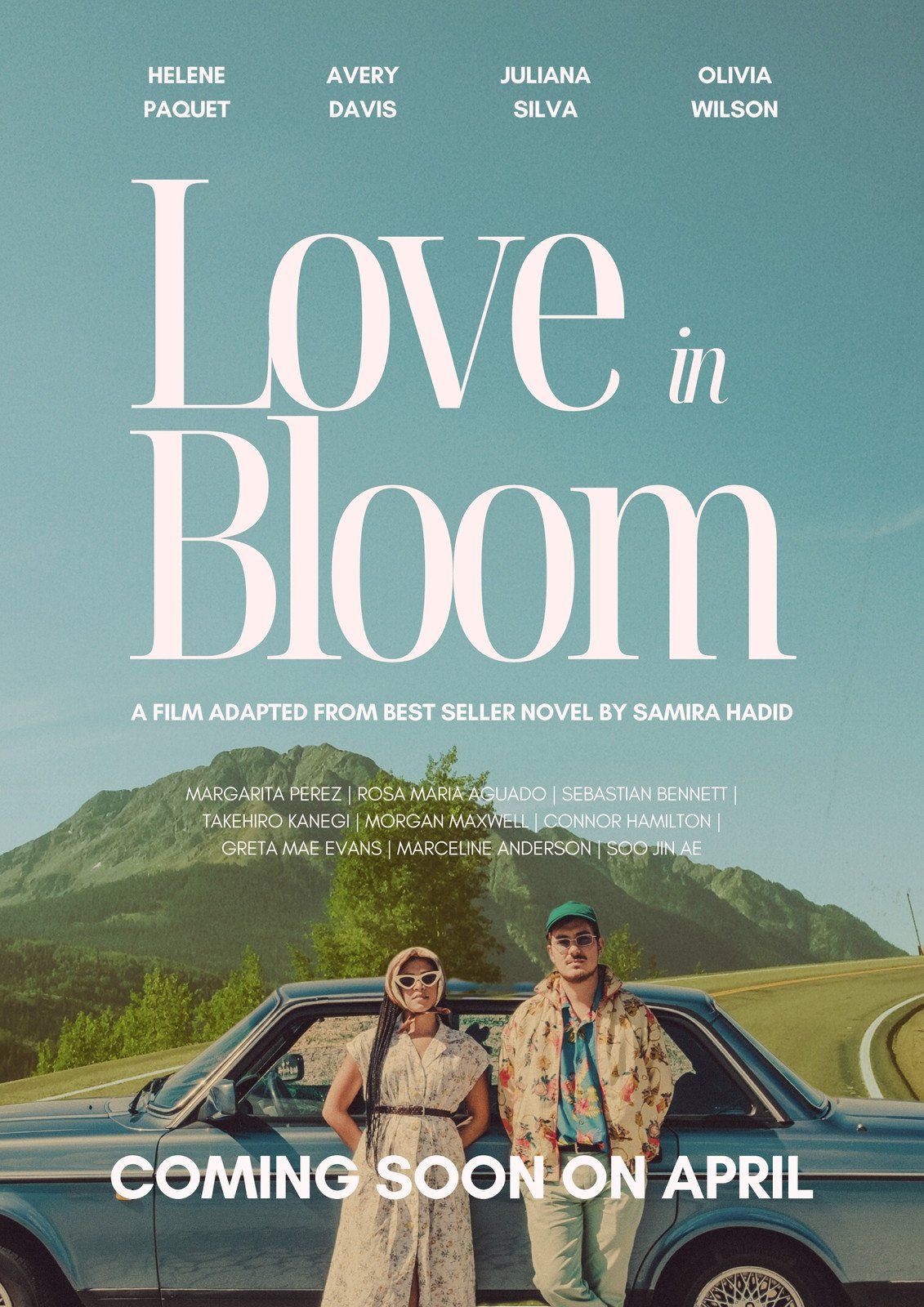 Blue White Minimalist Romance Movie Poster