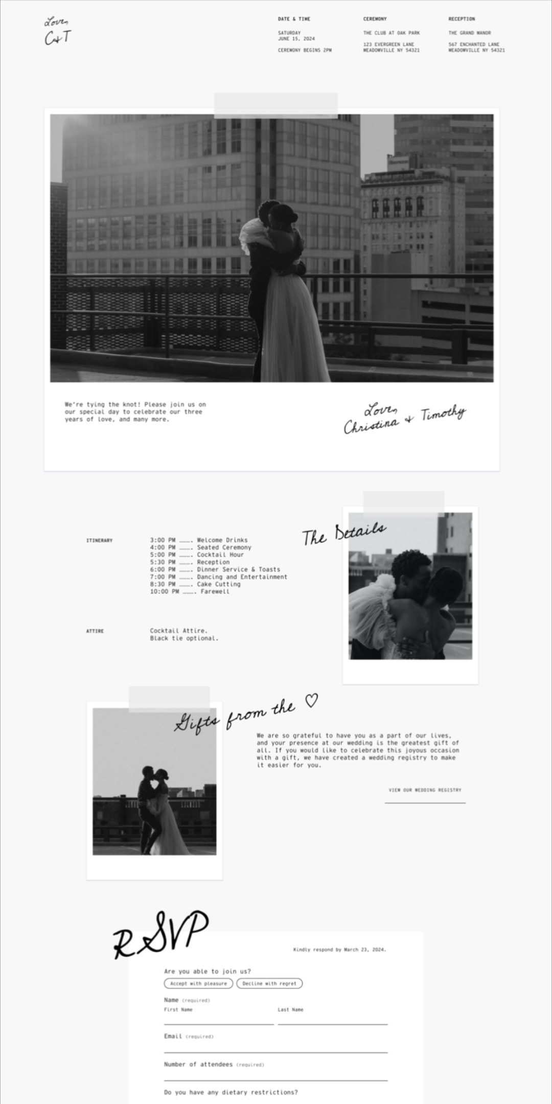 Squarespace 7.1 Wedding RSVP Website Template Handwriting Polaroid Photography Save the Date