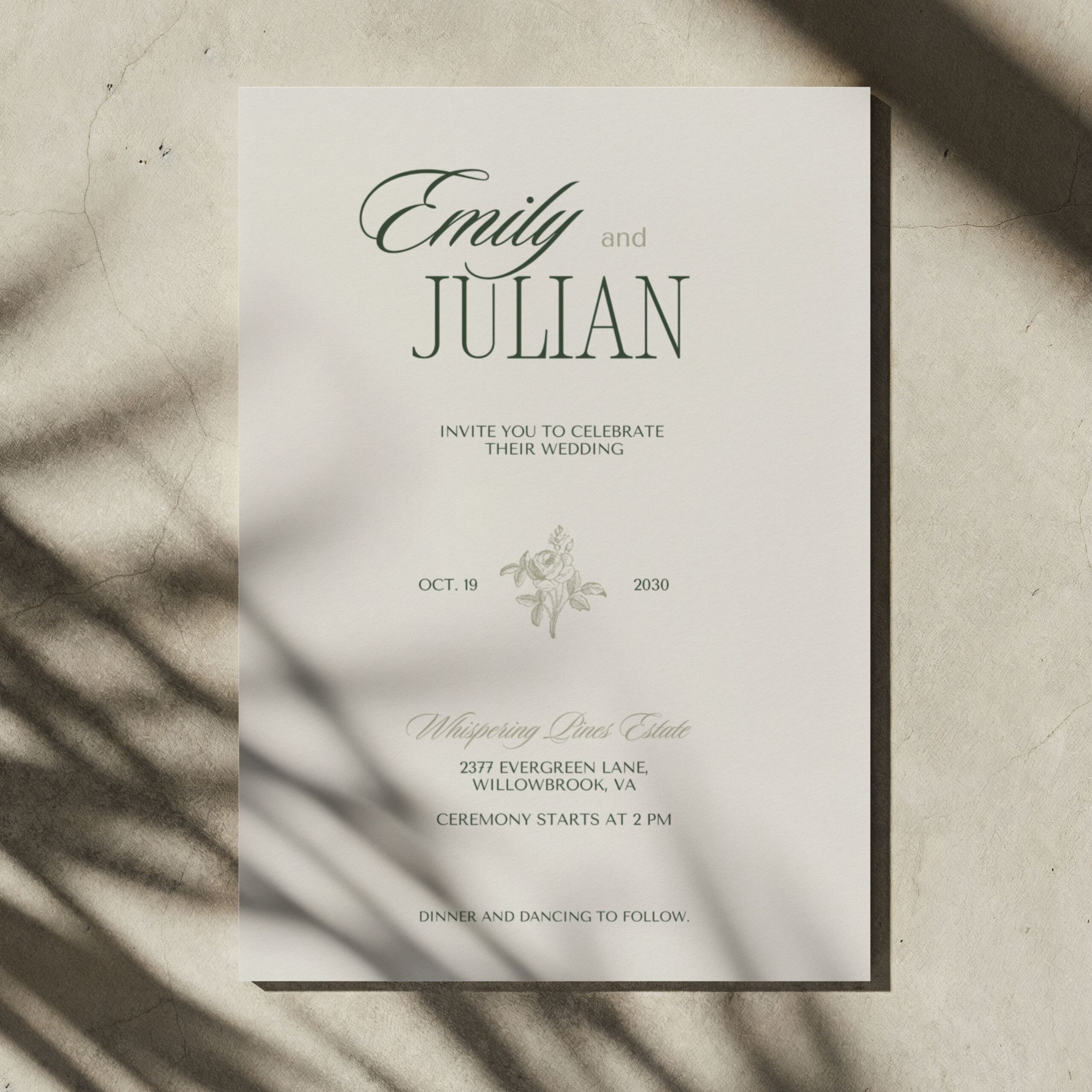 Vintage Wedding Invitations Green Old Money Wedding Invitation Card Retro Wedding Invitations Green