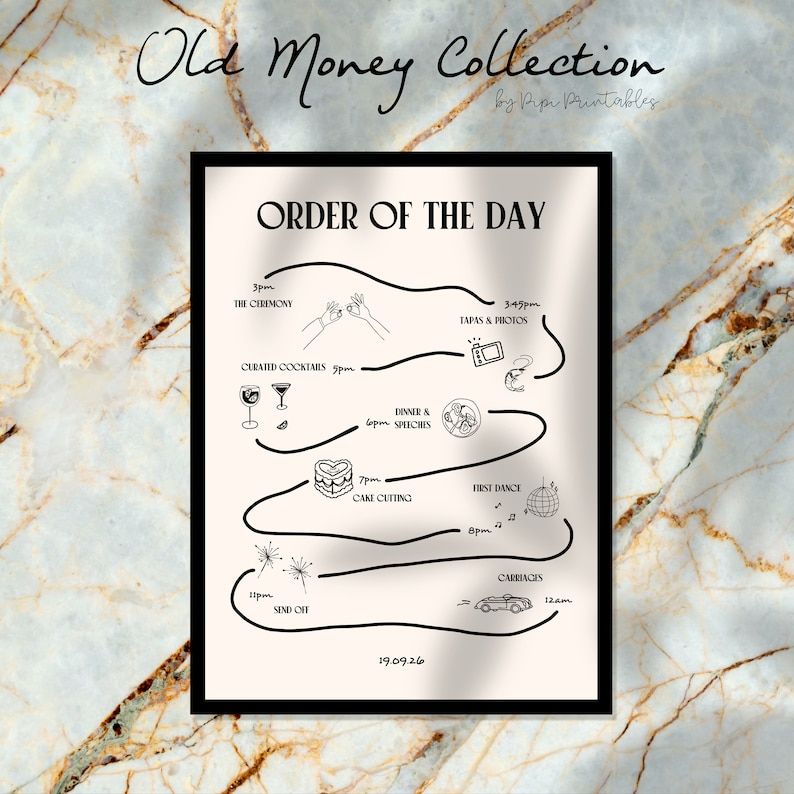 Hand Drawn Wedding Order of the Day Sign Template Old Money Fun Scribble Illustrated Order of Events Wedding Timeline Poster Illustrated 90s — Etsy Sweden