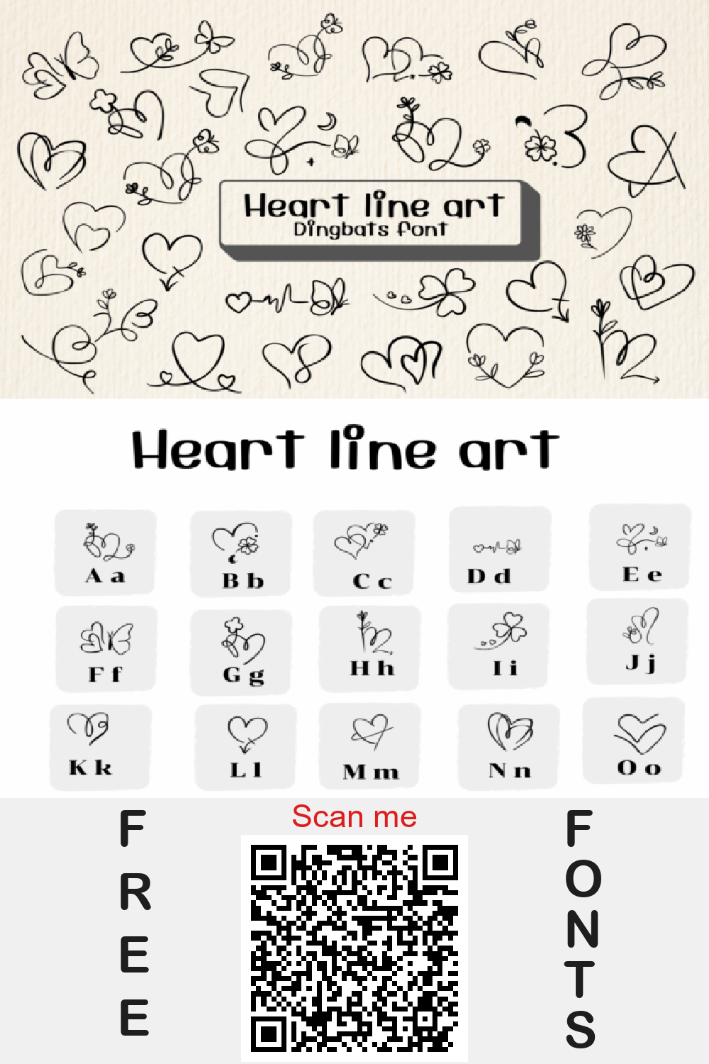 Heart Line Art Font
