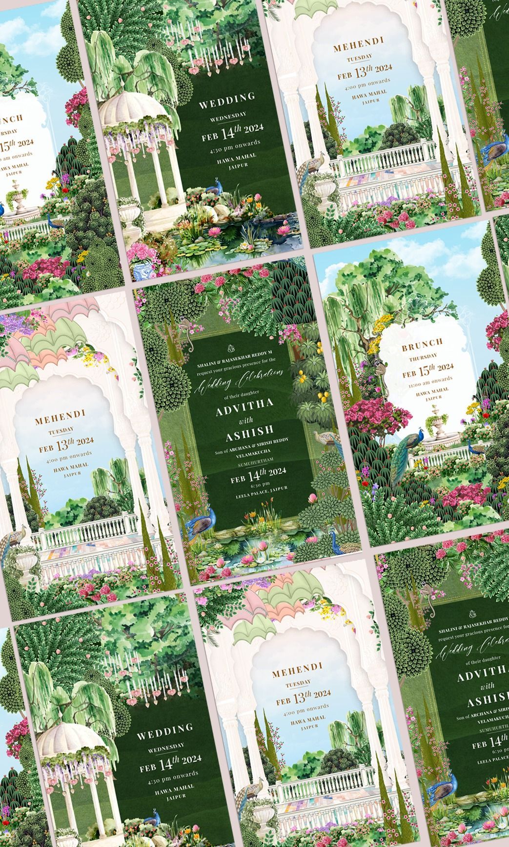 Tropical Royal Garden Indian Wedding Invite