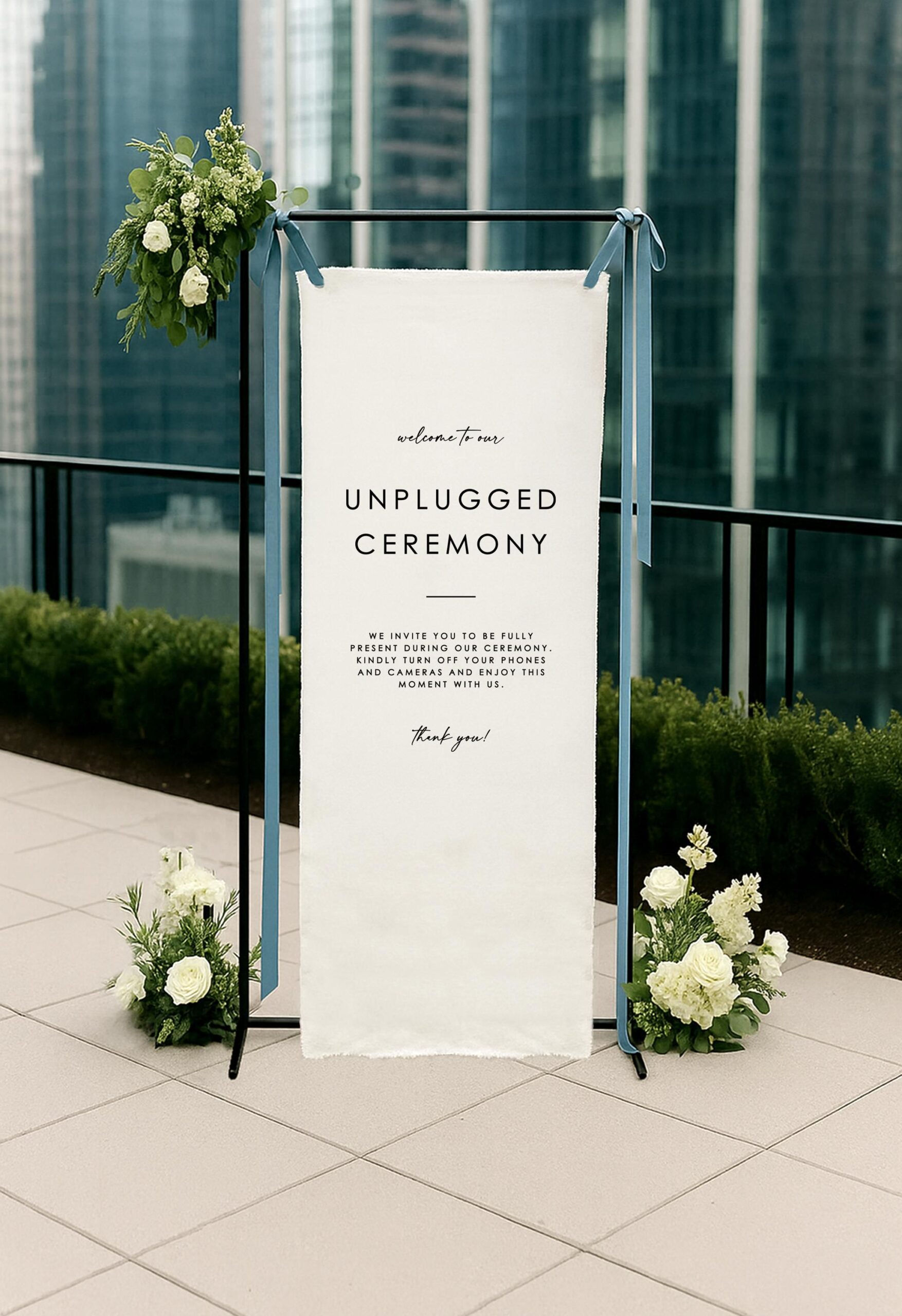 Unplugged linen wedding sign, linen unplugged ceremony, Rehearsal dinner, Modern Wedding Decor, Fabric Ceremony Sign, Hanging Sign FAB025