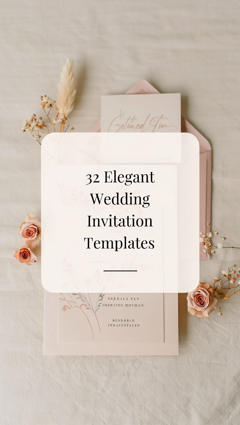 Editable Canva Wedding Invitation Template Set with RSVP Card Stationery