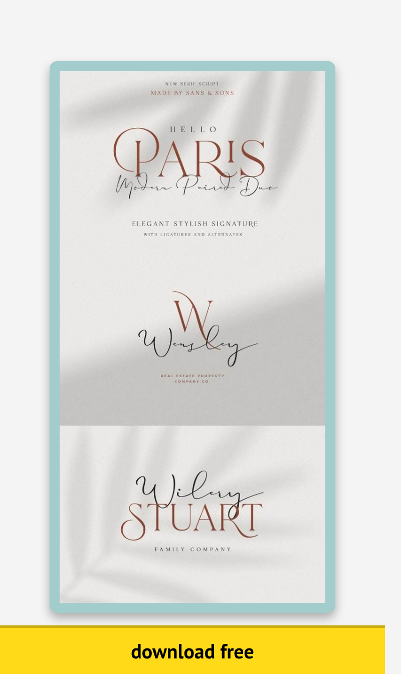 Stylish scripted font duo for high-end brand identity and design