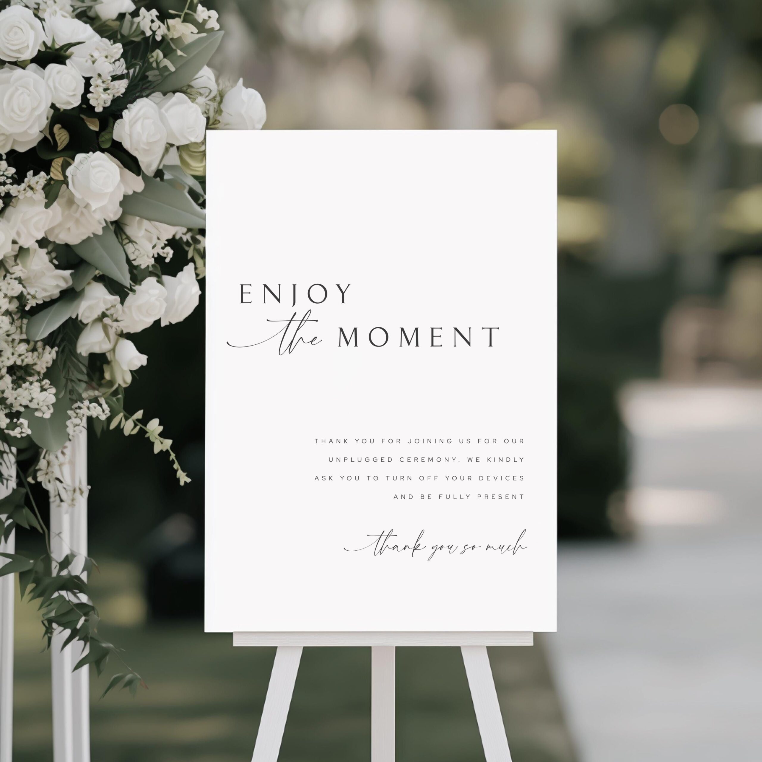 Enseigne de cérémonie débranchée, grande enseigne de mariage modèle bricolage en toile, ensemble de conception minimaliste numérique moderne et minimaliste modifiable sans téléphone — FERNHILL