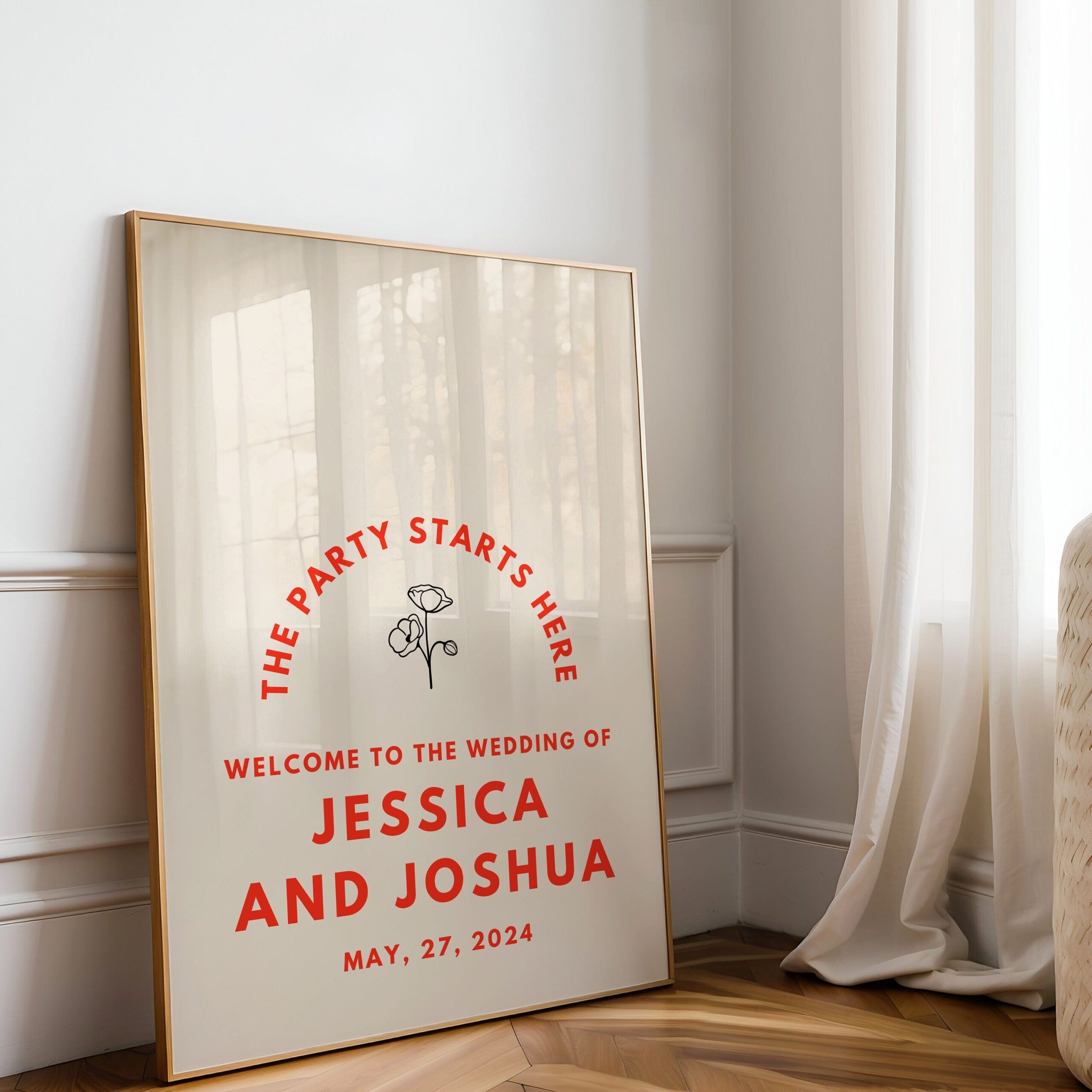 Modèle de plaque de bienvenue pour mariage coquelicot (téléchargement numérique)