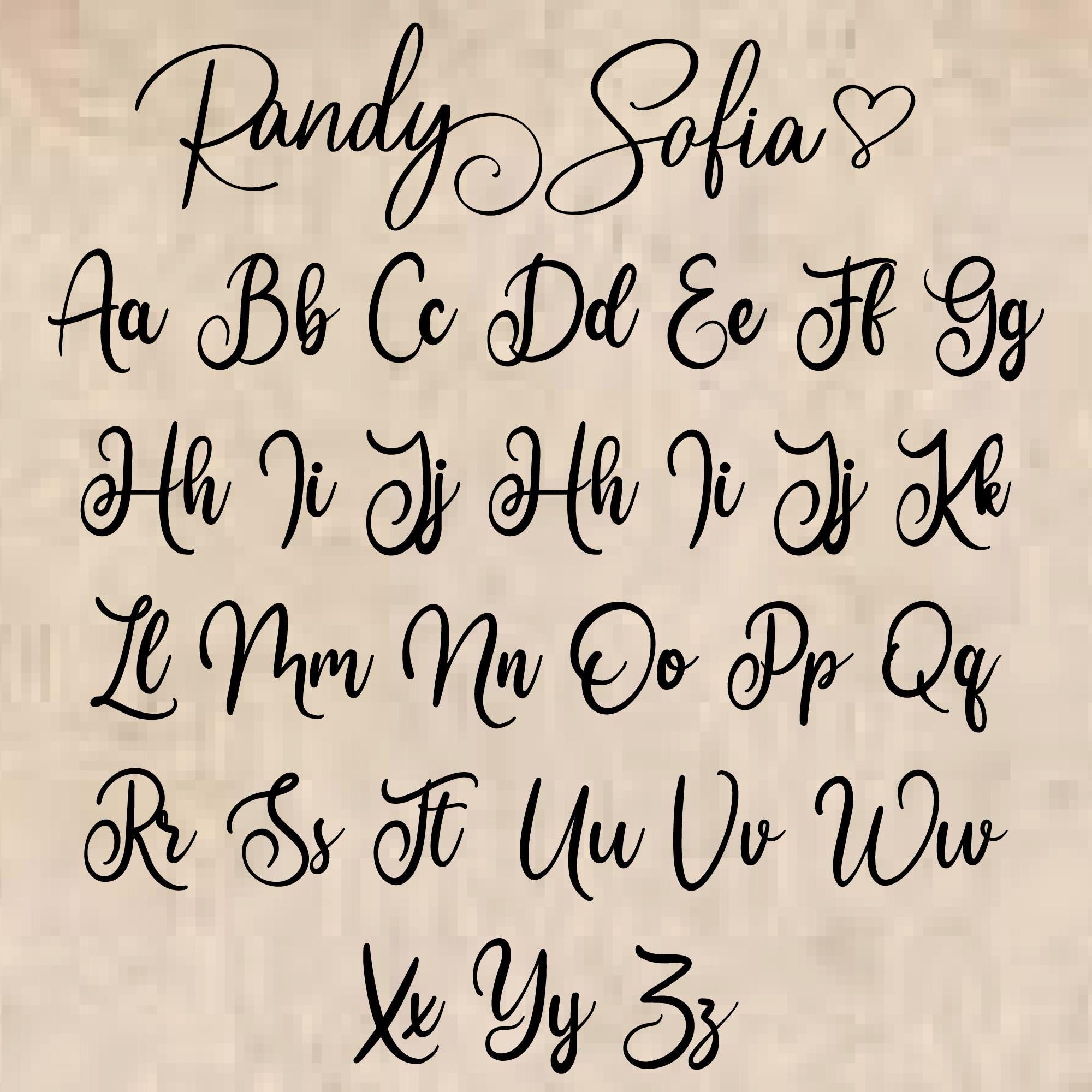 Police script, police avec coeurs, police avec queues, police coeur, police de mariage, police cursive, police pour Cricut, police de script SVG — police Randy Sofia