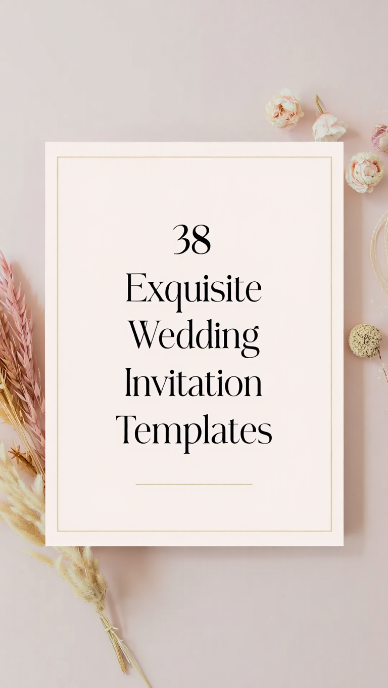Wedding Invitation Template Elegant Minimal Border Canva Editable Set