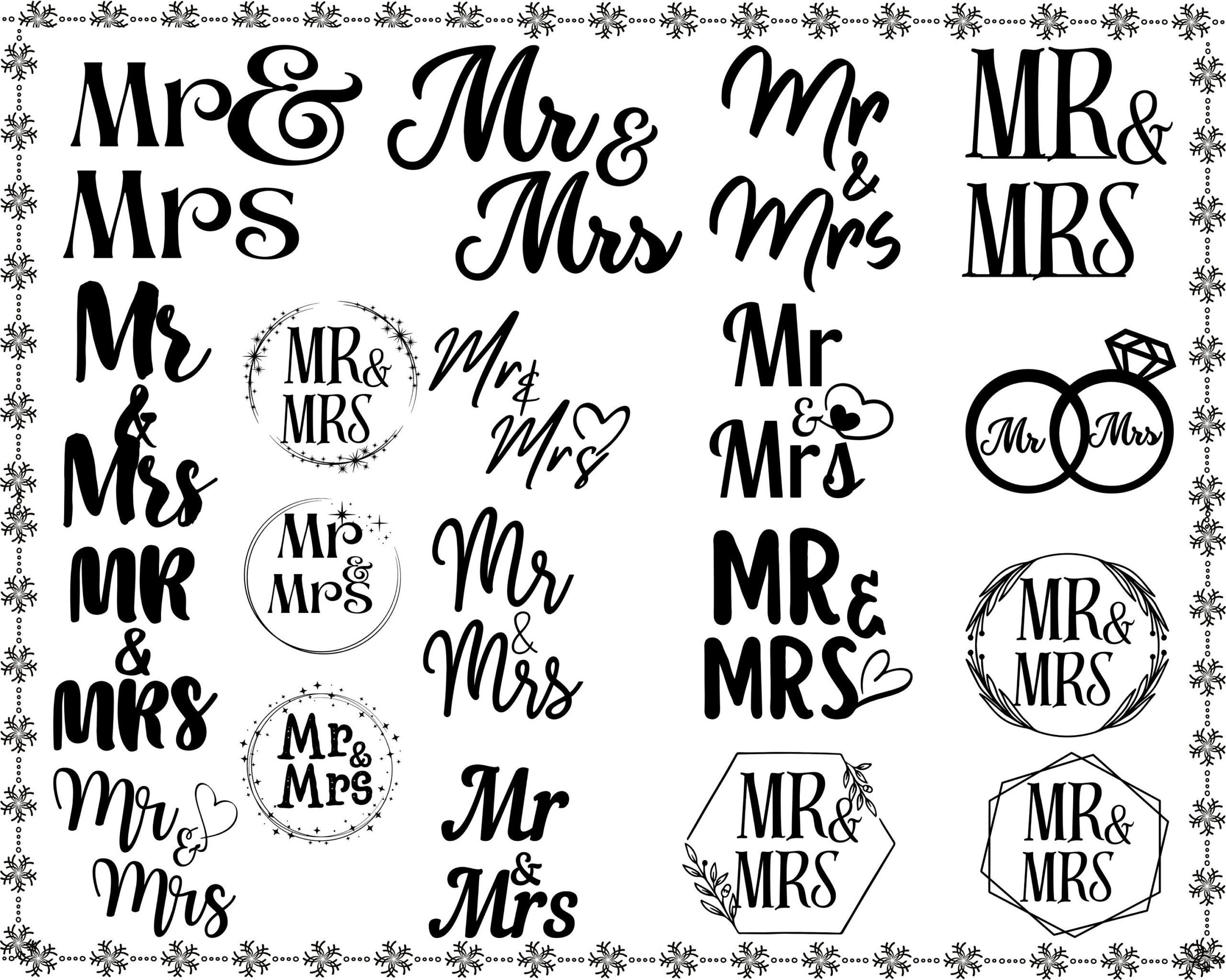 Mr et Mme SVG Bundle, Mr et Mme PNG, Mr et Mme Split monogramme SVG, Svg mari et femme, mariée et le marié svg, svg mariage, clipart