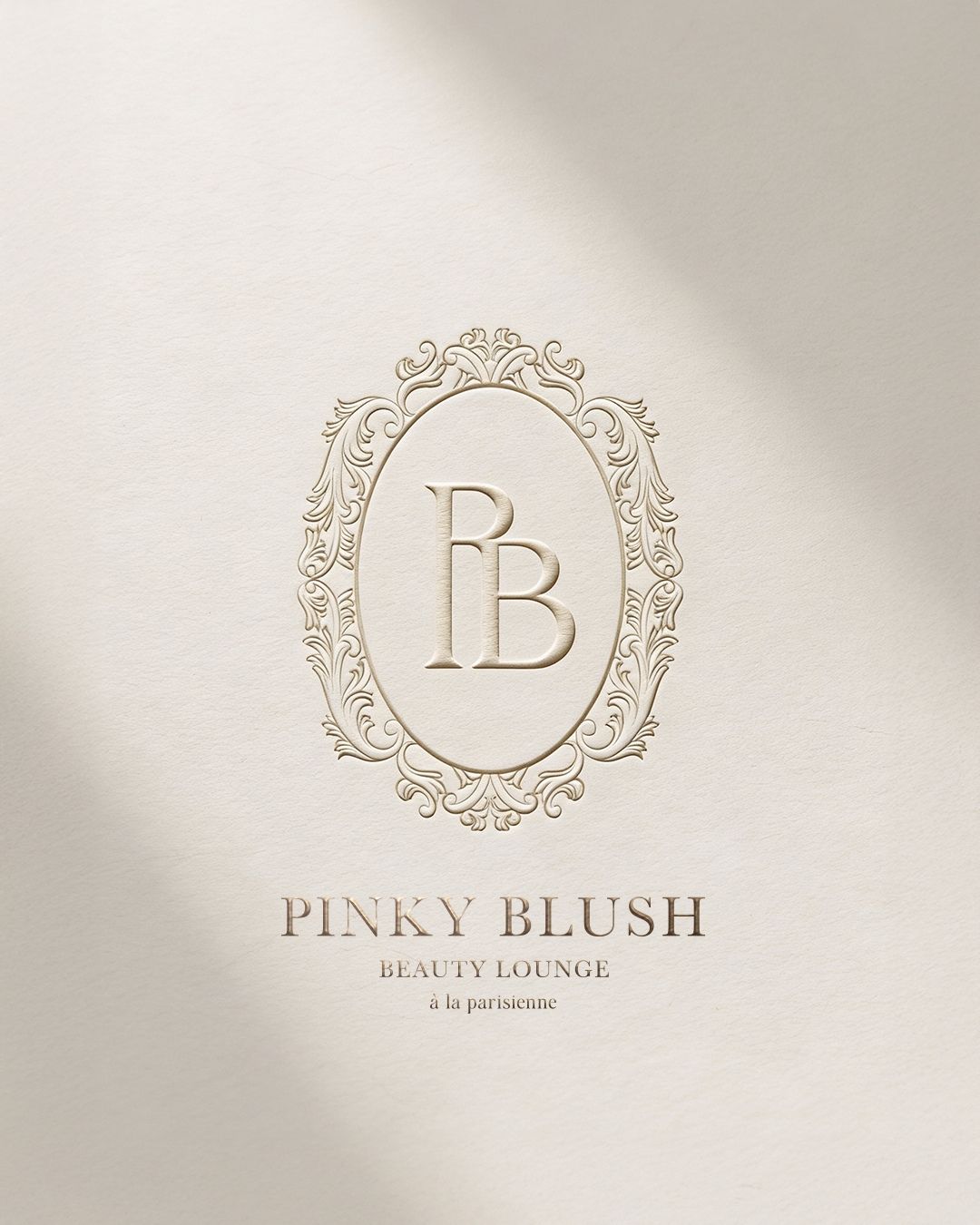 Pinky Blush Beauty Lounge Brand Identity Logo Design Branding Luxury Elegant Monogram